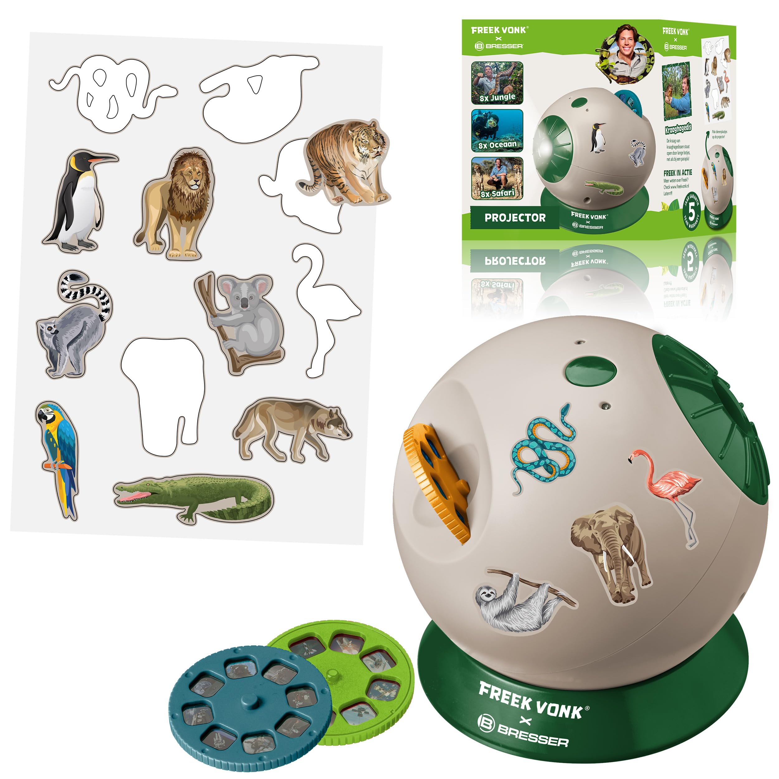 Kinder-Projektor mit 24 Abenteuermotiven und Tierstickern, frei Einstellbarer Projektionswinkel, ab 6 Jahren
