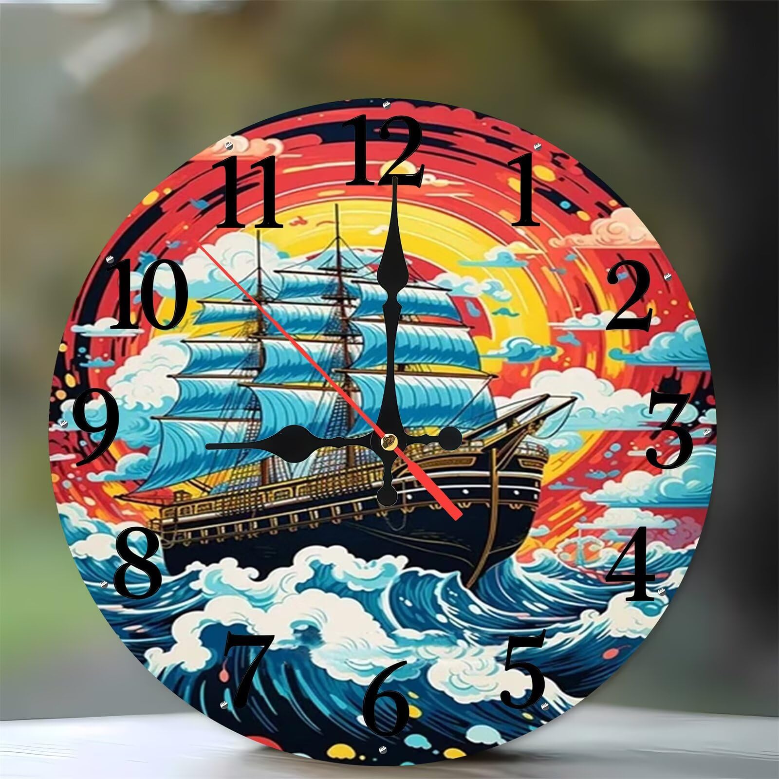 Horloge murale 35 cm en bois motif vagues pour remplacer votre vieille pendule bruyante