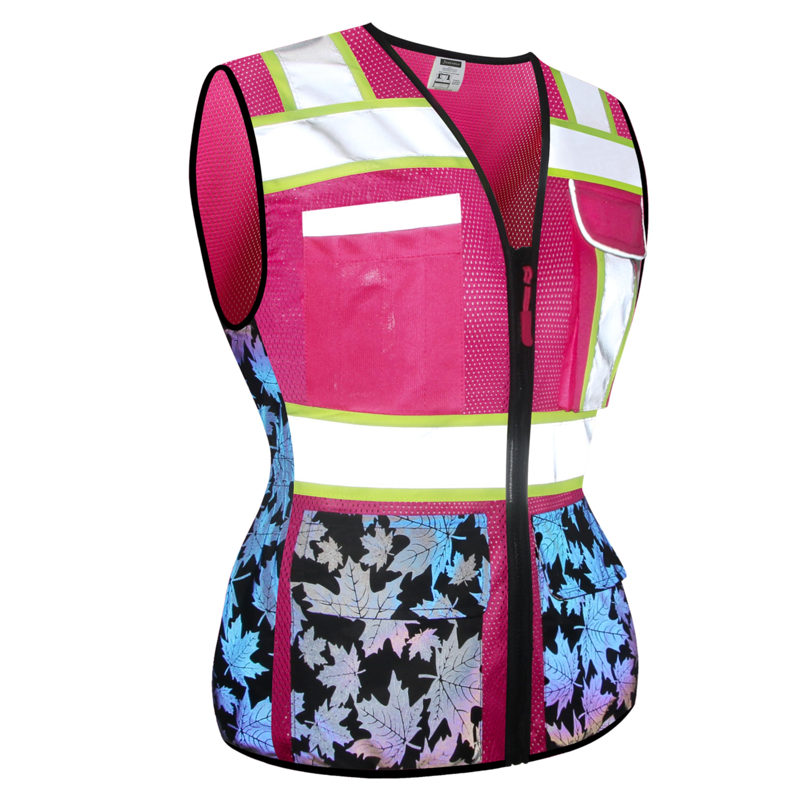 Women Safety Vest, Multi Pockets High Visibility Reflective Breathable Mesh Work Vest For Lady, Durable Zipper