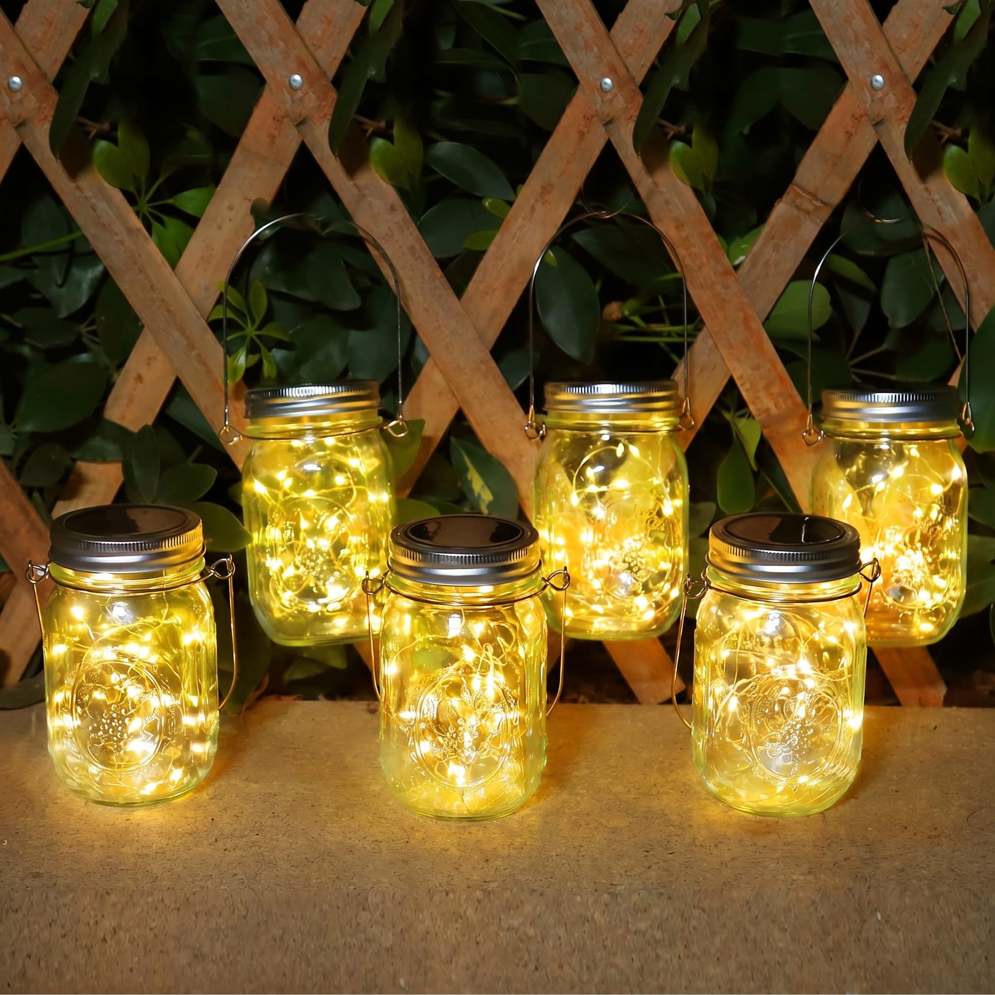 Solarlampen für Außen – 6 Stück Solar Mason Jar Licht 30Led Solar Laternen Solarlampen für Garten IP56 Wasserdichte Solarlaterne Dekoration für Auße Laterne Hochzeit Balkon Wand Tisch Baum