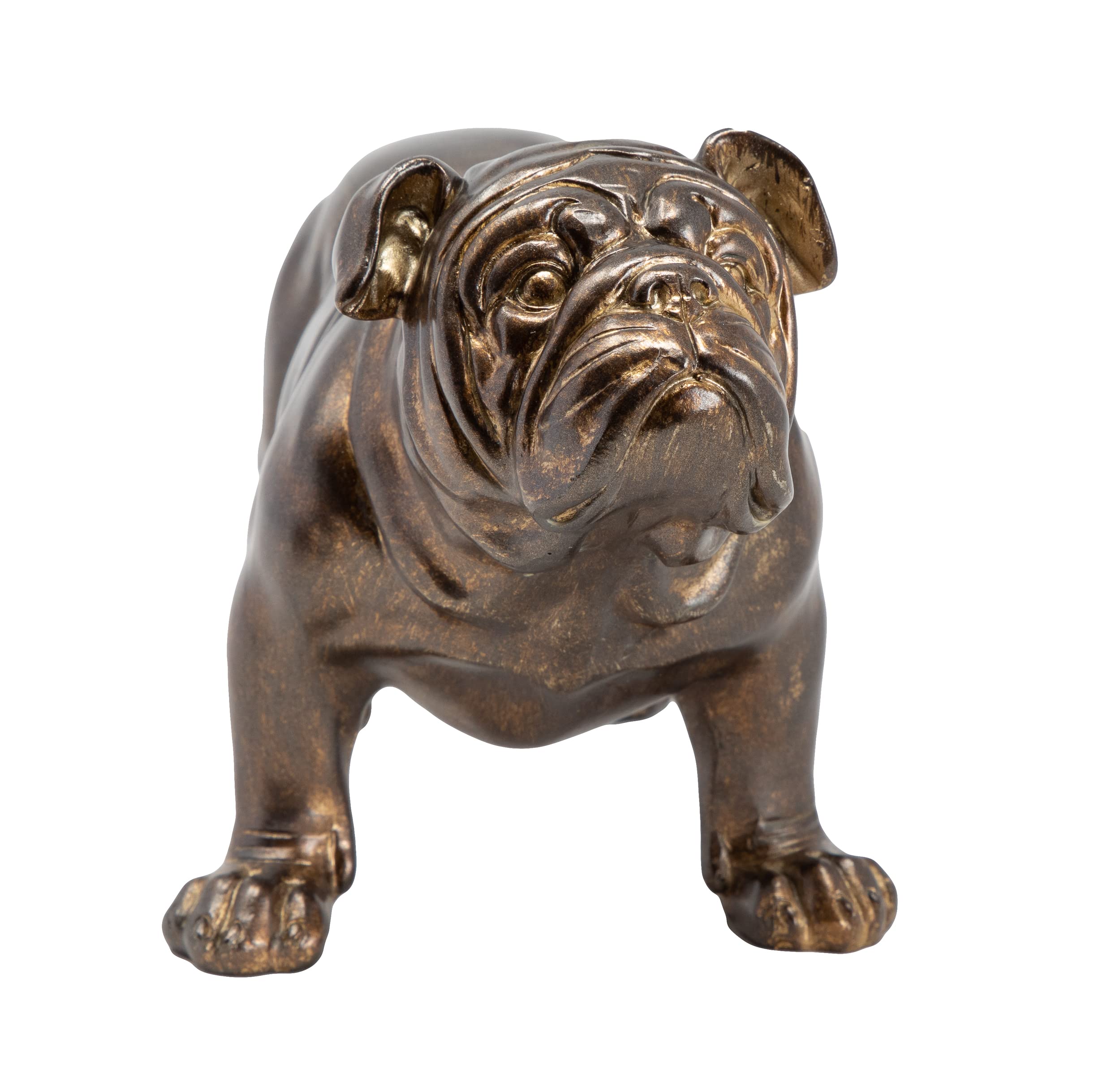 Sculpture en résine bronzée bouledogue britannique décoration classique chien debout finition bronze antique