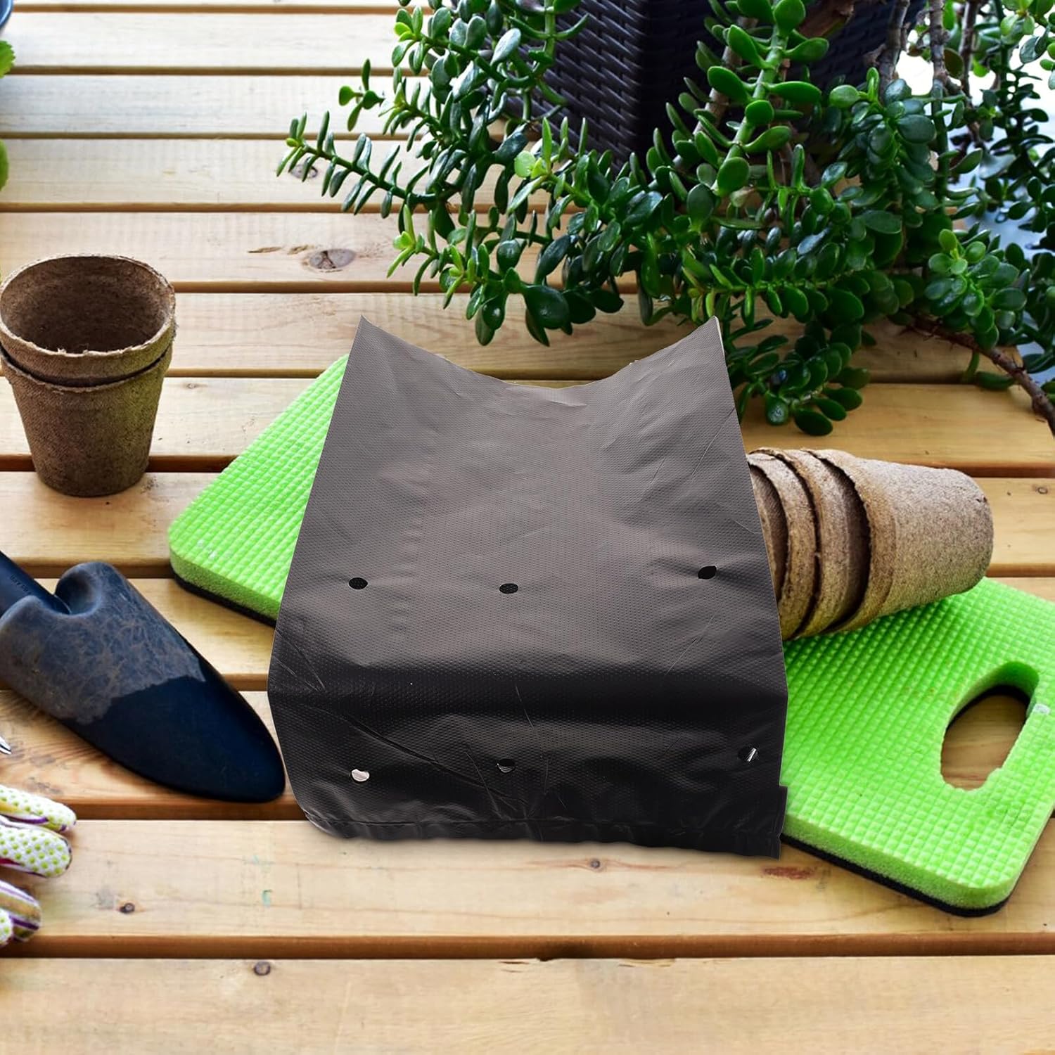 MERRYHAPY 100pcs Pe Nursery Bags Vegetable Planting Grow Bags Small Planting Containers for Seedlings and Flowers 30x31cm with 19cm Diameter and 25cm Height for Garden and Bonsai Cultivation