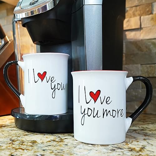Miniatura 5 de Cottage Creek Tazas | Juego de 2 tazas de café de cerámica de 16 onzas | Tazas de café I Love You More para hombres y mujeres | Perfecto compromiso