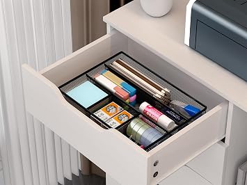 EasyPAG Mesh Drawer Organiser Tray Desk Draw Tidy Office Stationery Storage Pen Holder,Black