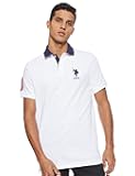 Men's Short-Sleeve Polo Shirt with Applique, Casual Summer Slim Fit Polo Shirt with Contrast Color