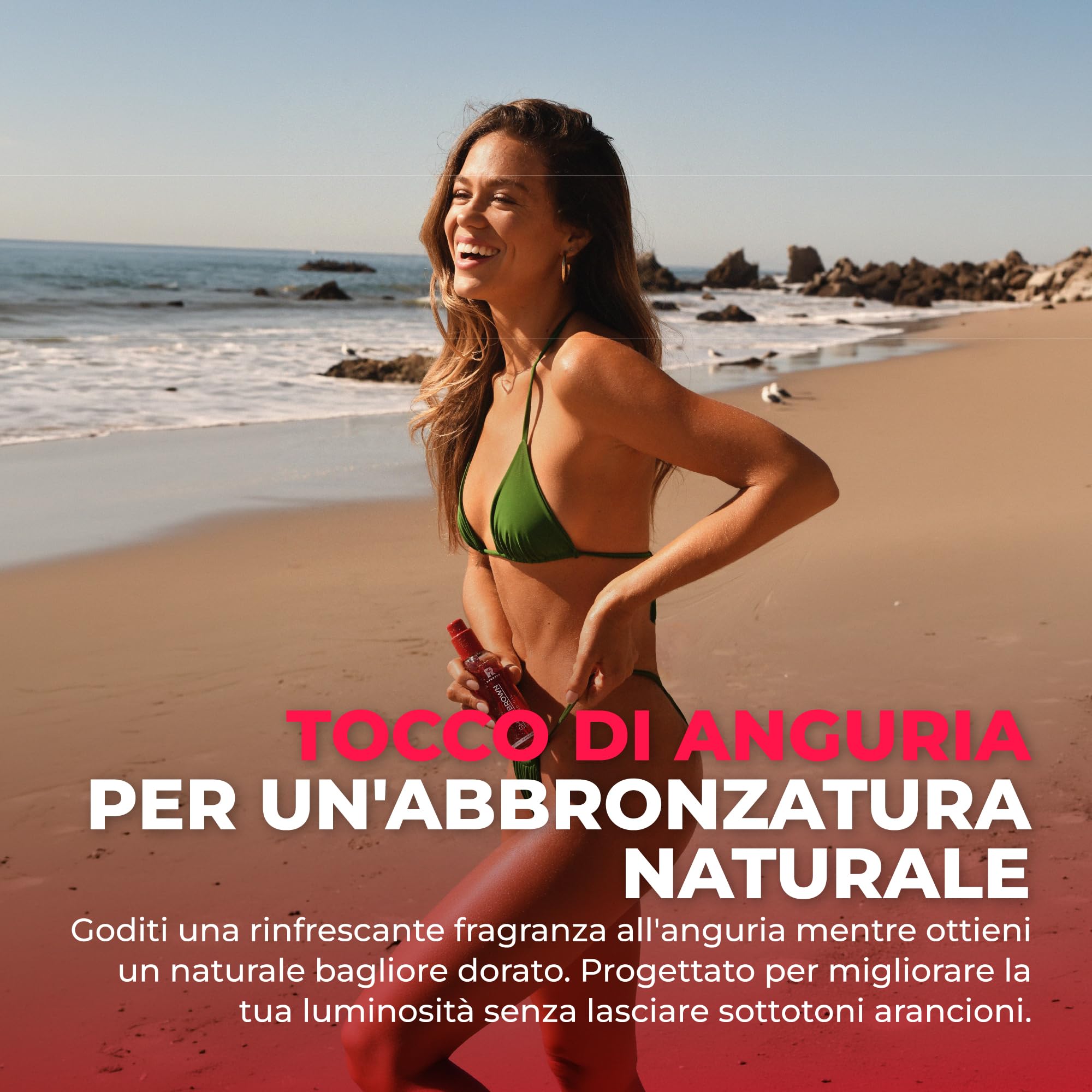 BYROKKO Shine Brown Watermelon Olio Abbronzante Solare (145 ml), Acceleratore di Abbronzatura super rapido, efficace al Sole e nei Lettini Solari, con formula resistente all’acqua