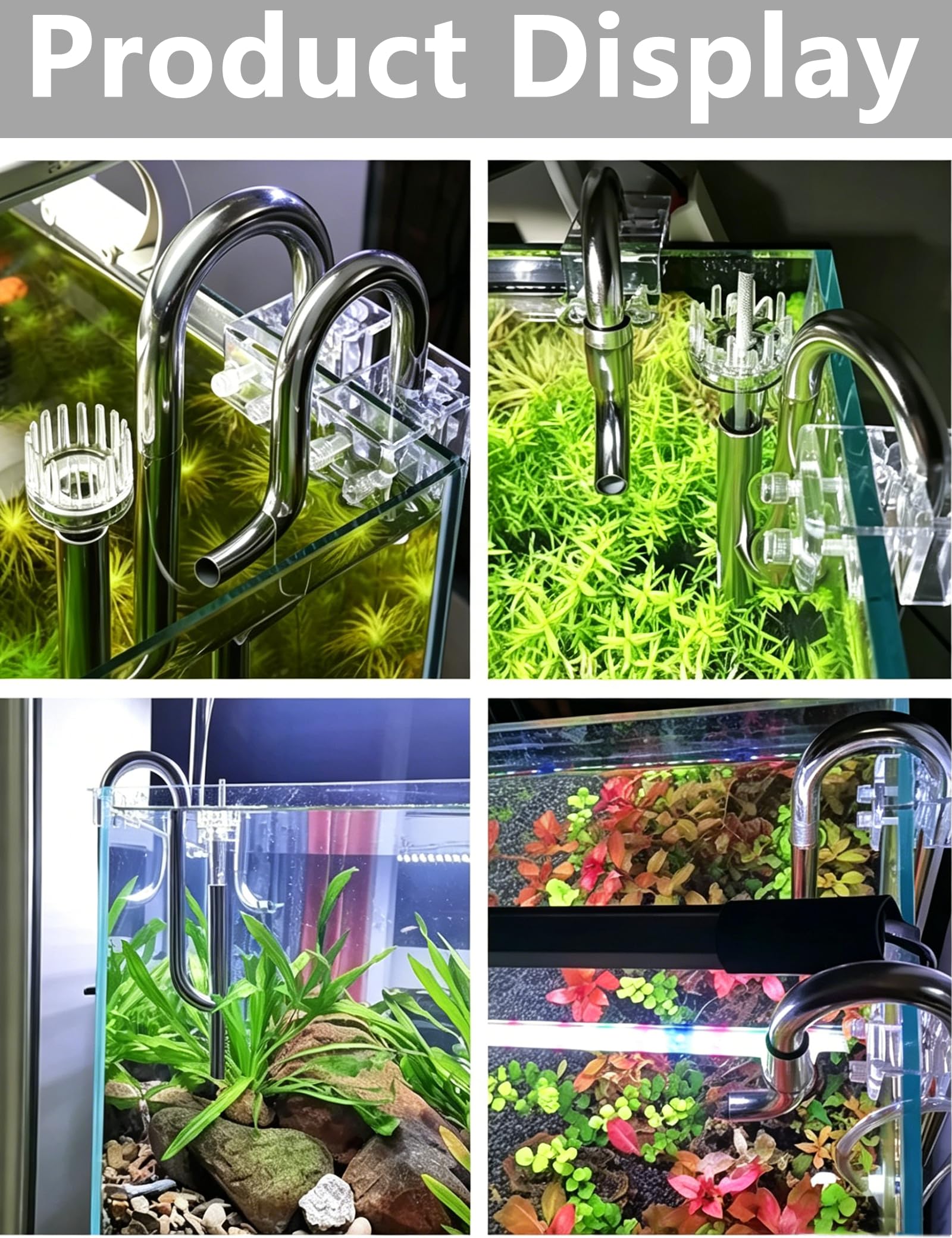 Set di 2 tubi di scarico per giglio, in metallo, filtri per acquario, accessori per acquario