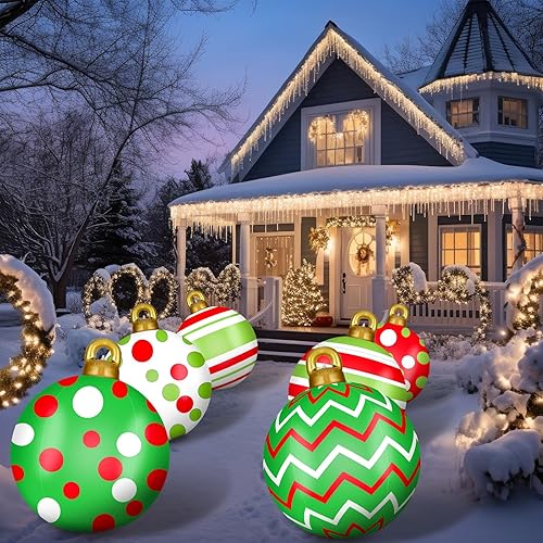 Vista 23 de Jetec 32 Inch Giant PVC Inflatable Christmas Ball Ornaments Large Xmas Blow Ball Decorations Inflatables Outdoor Holiday Decorations Christmas Blow