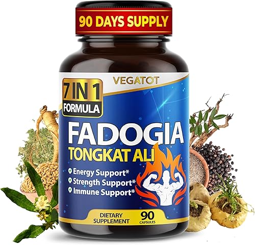 VEGATOT Fadogia 7 en 1 concentrado de alta resistencia con raíz de maca, fenogreco, ginseng, potenciador de energía, resistencia para 3 meses (90