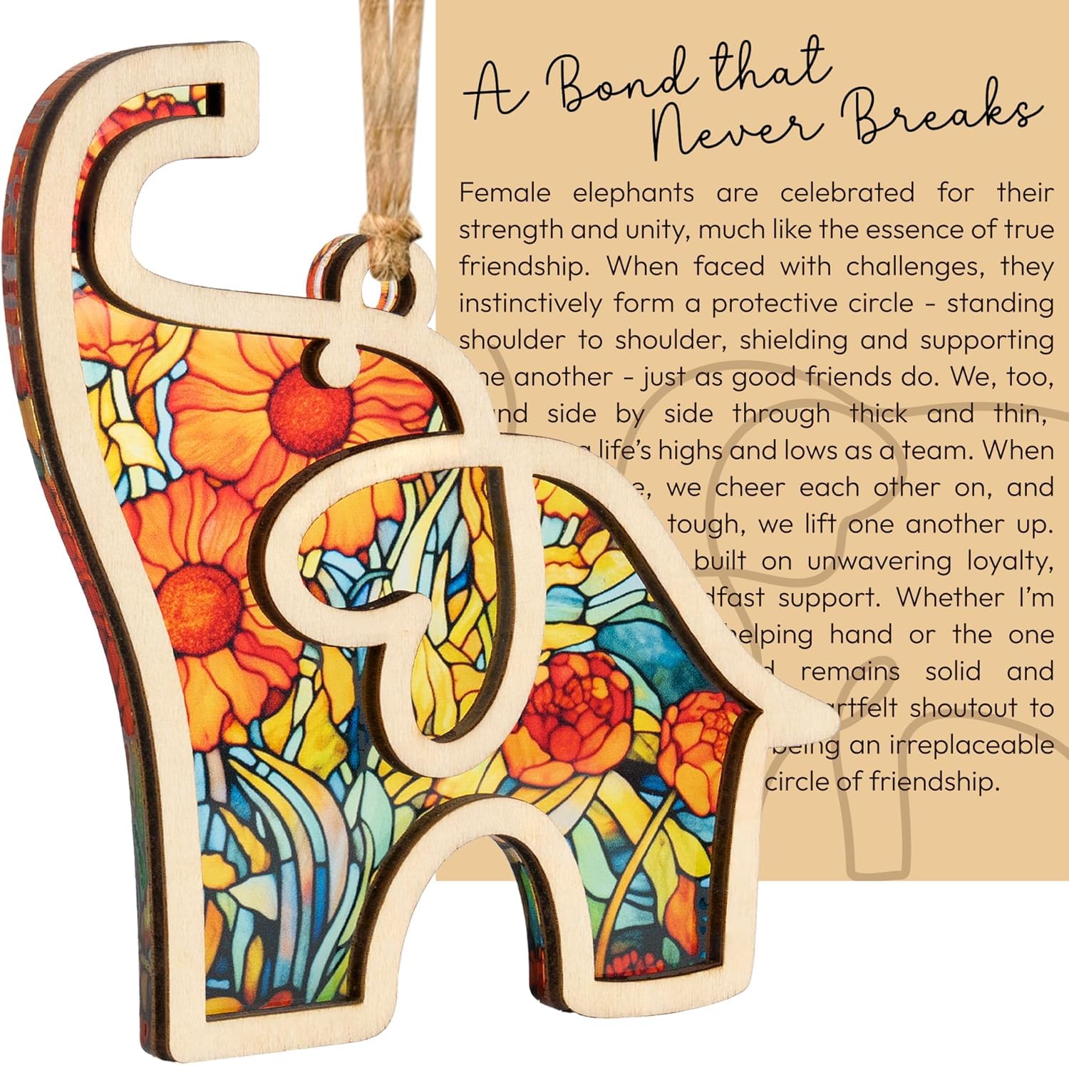 Friendship Elephant Easter Ornament with Story Card, Sisterhood Gifts for Women Tribe, Easter Basket Stuffers for Best Friends and Sisters, Special Bond Decor, Friendship Gifts for Women