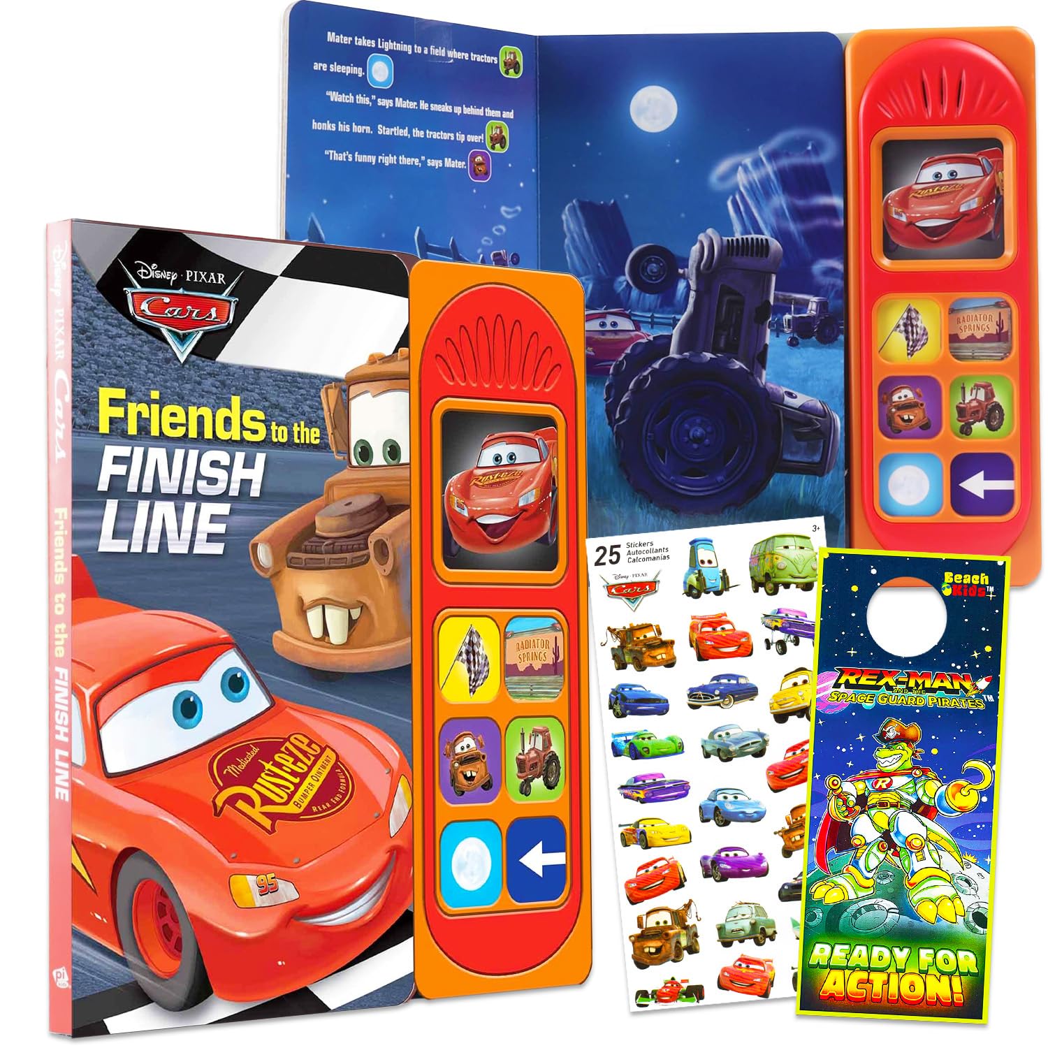 Disney Cars Sound Books for Toddlers - Bundle with Disney Cars Interactive Sound Book Featuring Lightning McQueen, Jackson Storm, More Plus Stickers | Disney Sensory Books for Toddlers