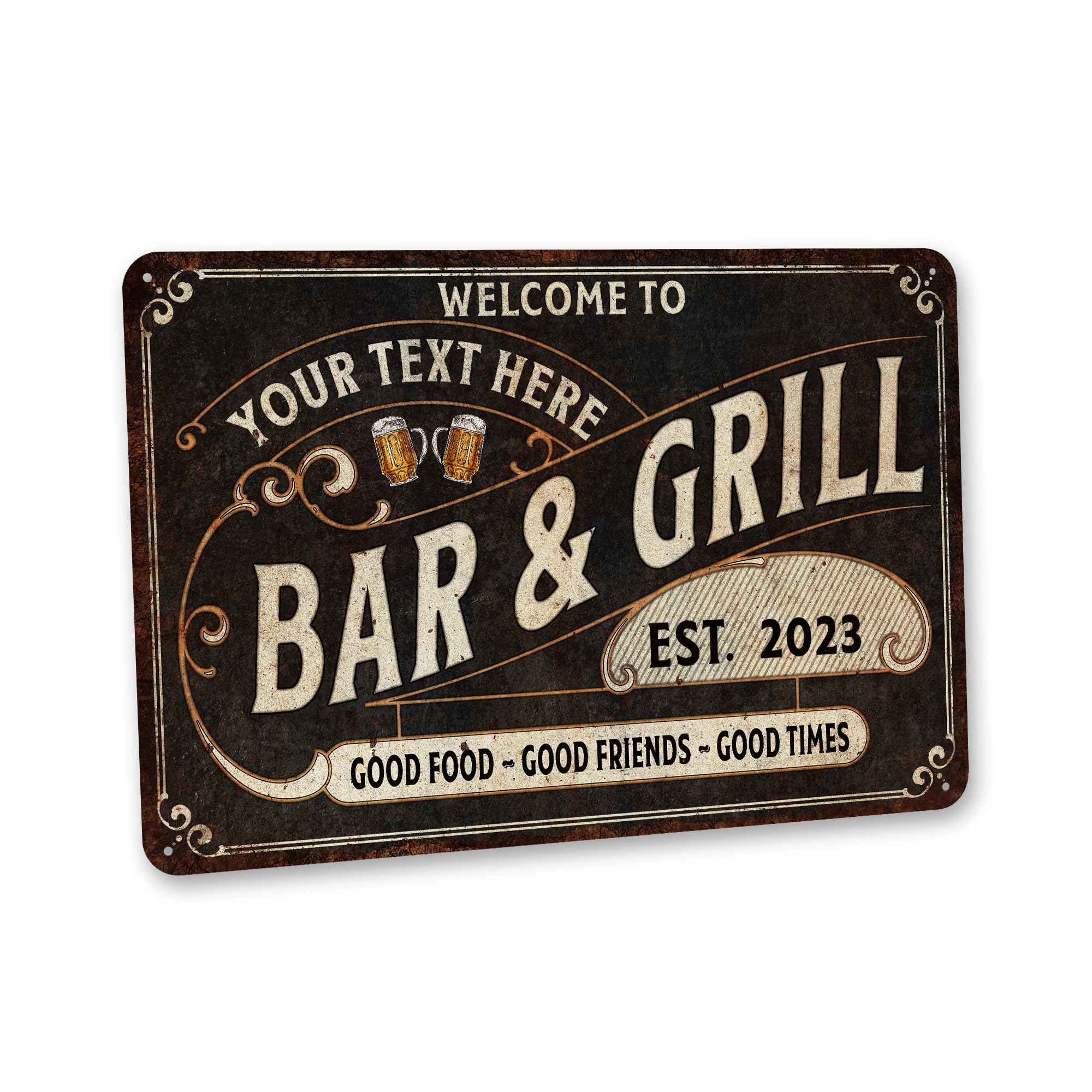 Custom Sign Bar & Grill Sign For Home Bar Décor - Made In USA - Metal Bar Sign Beer Signs For Man Cave Décor Bar Wall Art Gifts For Him 108122002148
