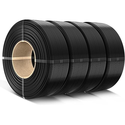 SUNLU PLA Refill Filament 1.75mm, Refill PLA 3D Printer Filament Suitable for Bambu Lab Filament and SUNLU Reusable spools, Dimensional Accuracy +/- 0.02 mm, 1kg per Spool, 4 Pcs, 4 Black