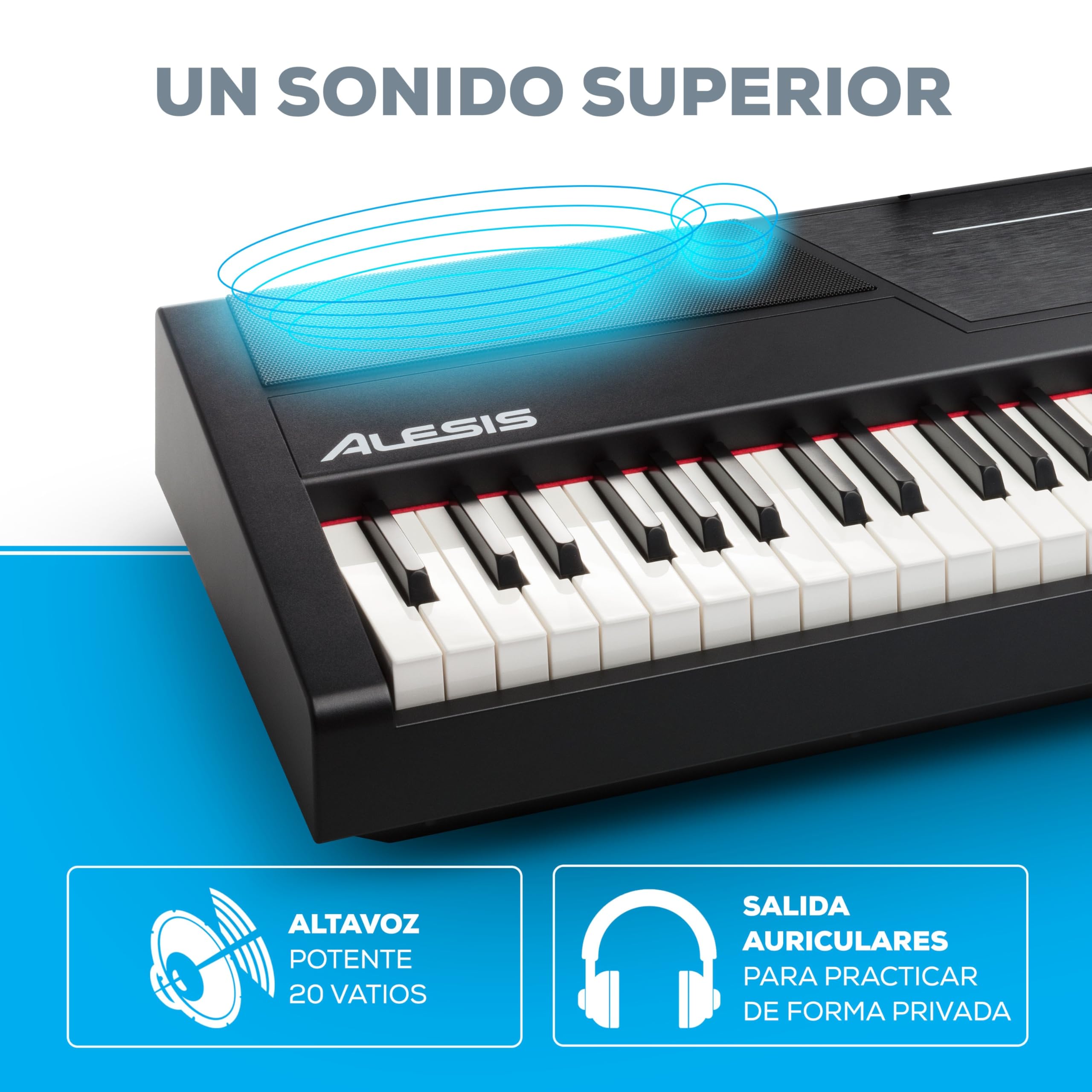 Alesis Recital Pro Piano Eléctrico 88 Teclas Contrapesadas con Altavoces, Lecciones de Piano, Metrónomo y 12 Kits de Sonidos