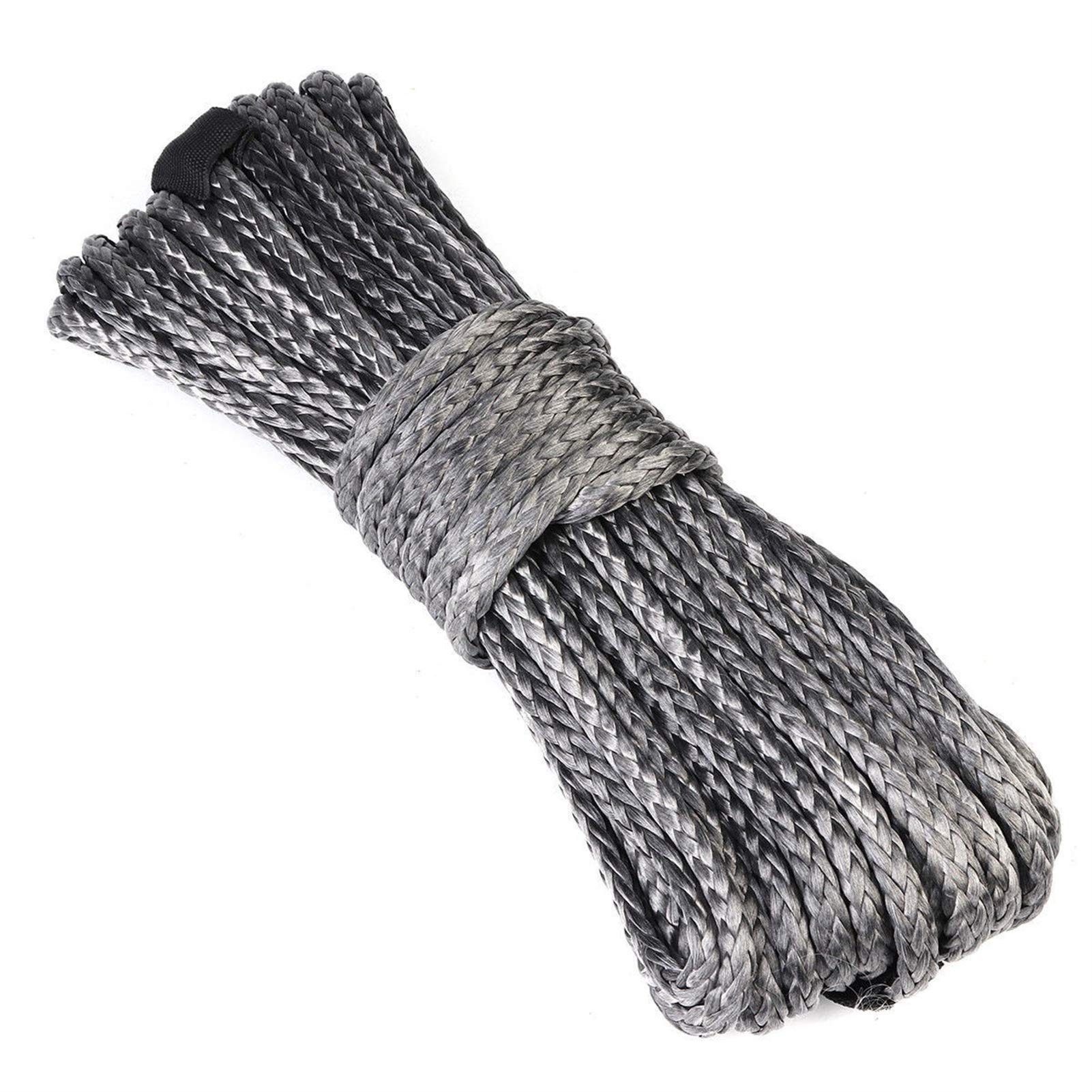 Zklgs 1/4*50(6Mm*15M) Winch Rope, Polyethylene Strong Traction Rope Synthesis Winch Rope Winch Rope Car Emergency Trailer Rope Rescue Rope(/4 * 50(6Mm*5M),Gris)