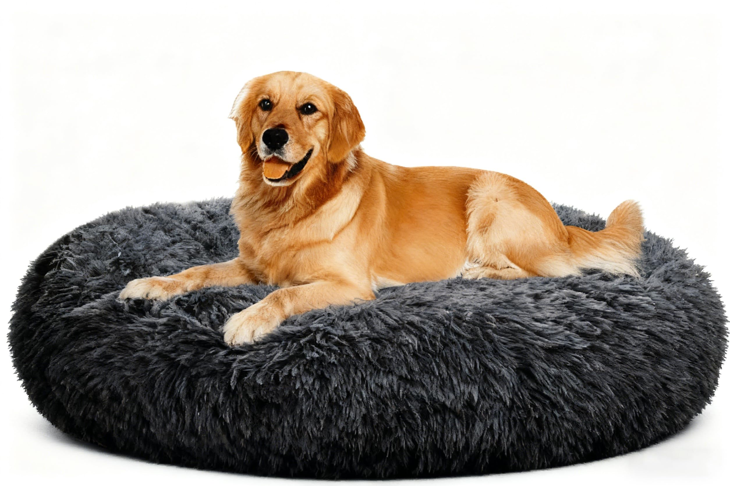 XXL Panier pour Chien Tissu Peluche,Anti Stress Lit Moelleux Rond pour Chat