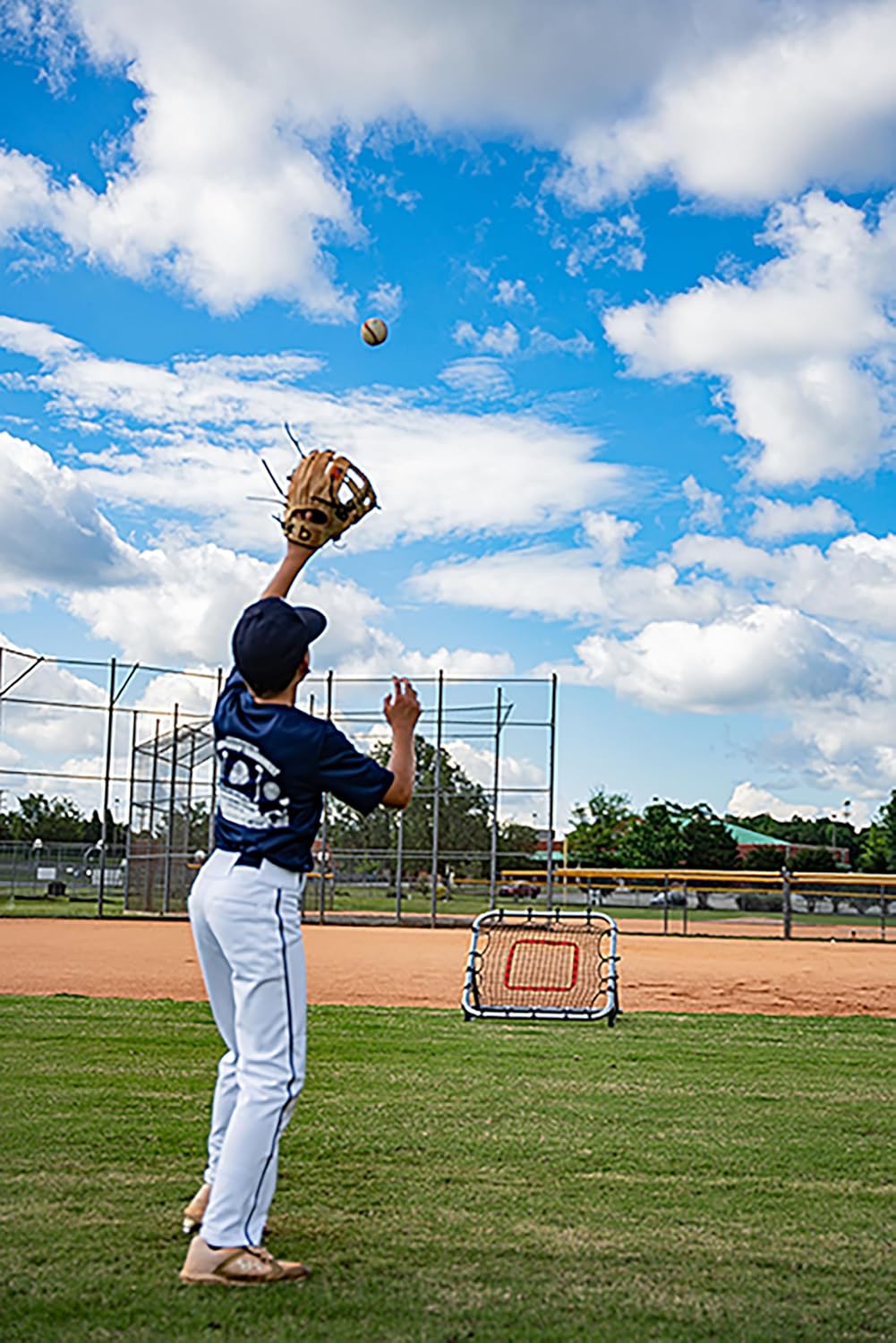 Baseball Softball Pro Rebounder Net 3'x3' -Portable Pitch Back Screen, Practice Game-Speed High Velocity reps- Fielding, Throwing, Catching Drills, Upgraded Non-Slip Base Pads, Durable Indoor/Outdoor