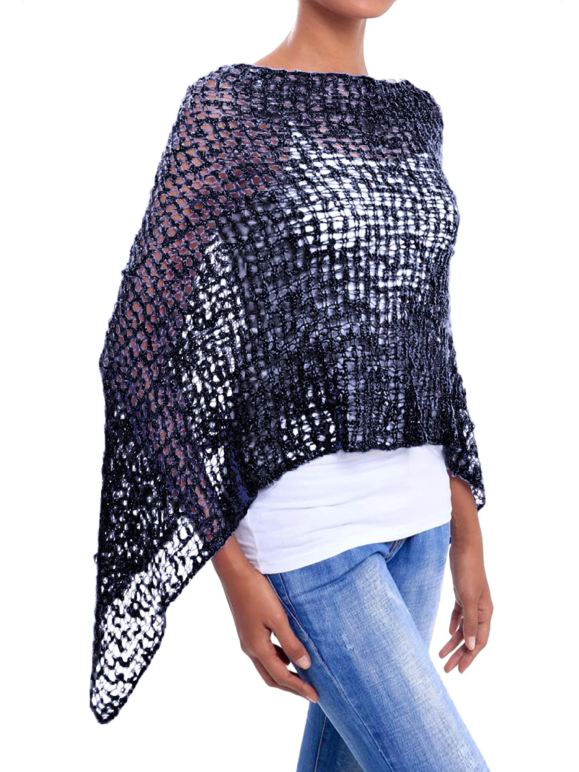JOPHY & CO. Poncho Donna Rete Effetto a Maglia Coprispalle Crochet Estivo e Primaverile da Donna Leggero e Morbido (cod. 1511)