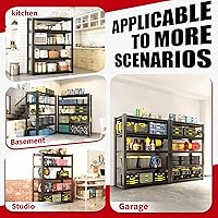 Vista 6 de 63" H Heavy Duty Garage Shelving, Metal Storage Shelves, Adjustable 5 Tier Metal Shelving Unit, Industrial Utility Rack for Garage, Warehouse