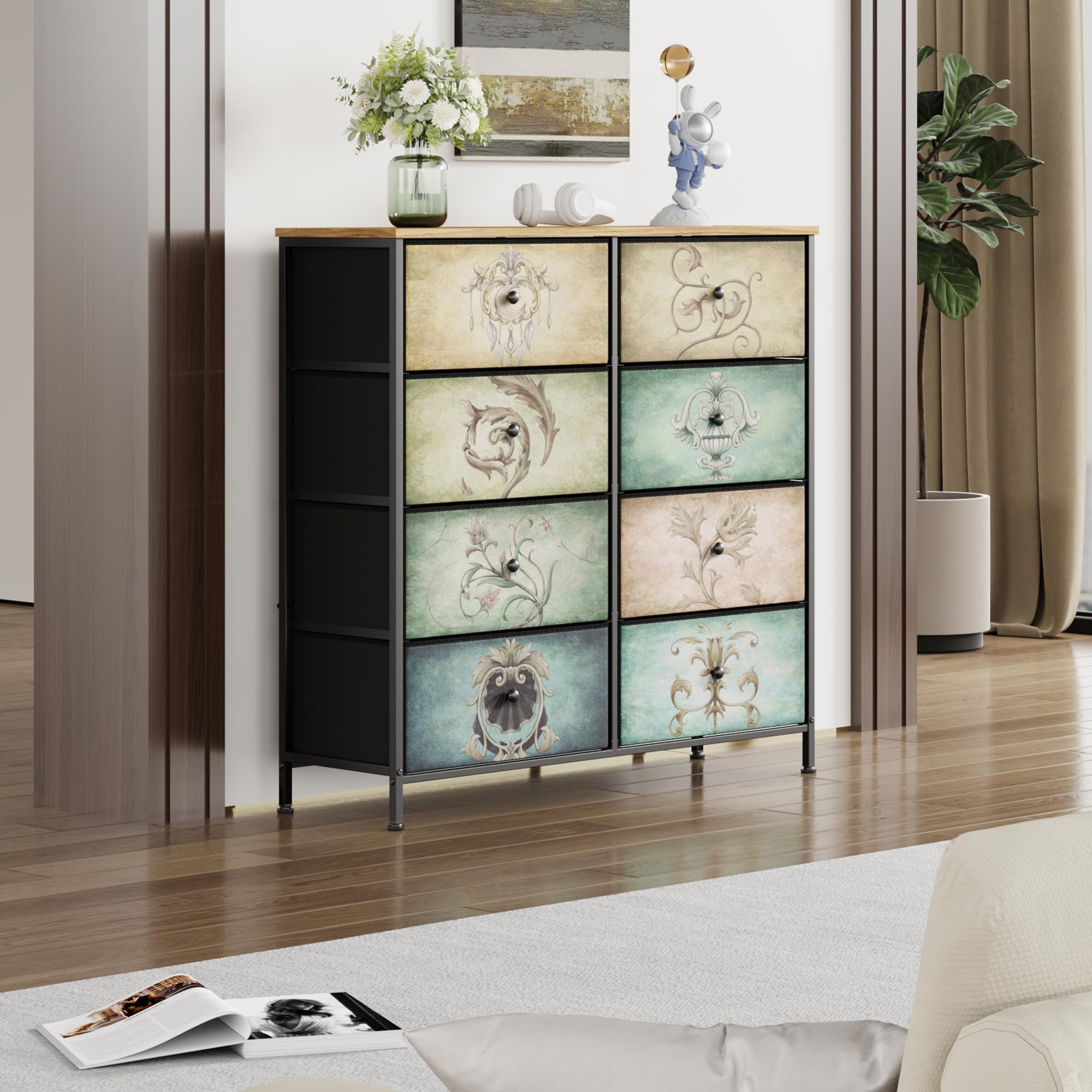 Multi Pattern Drawers Dresser for Bedroom,8 Drawer Dressers & Chests of Drawers for TV Stand ...