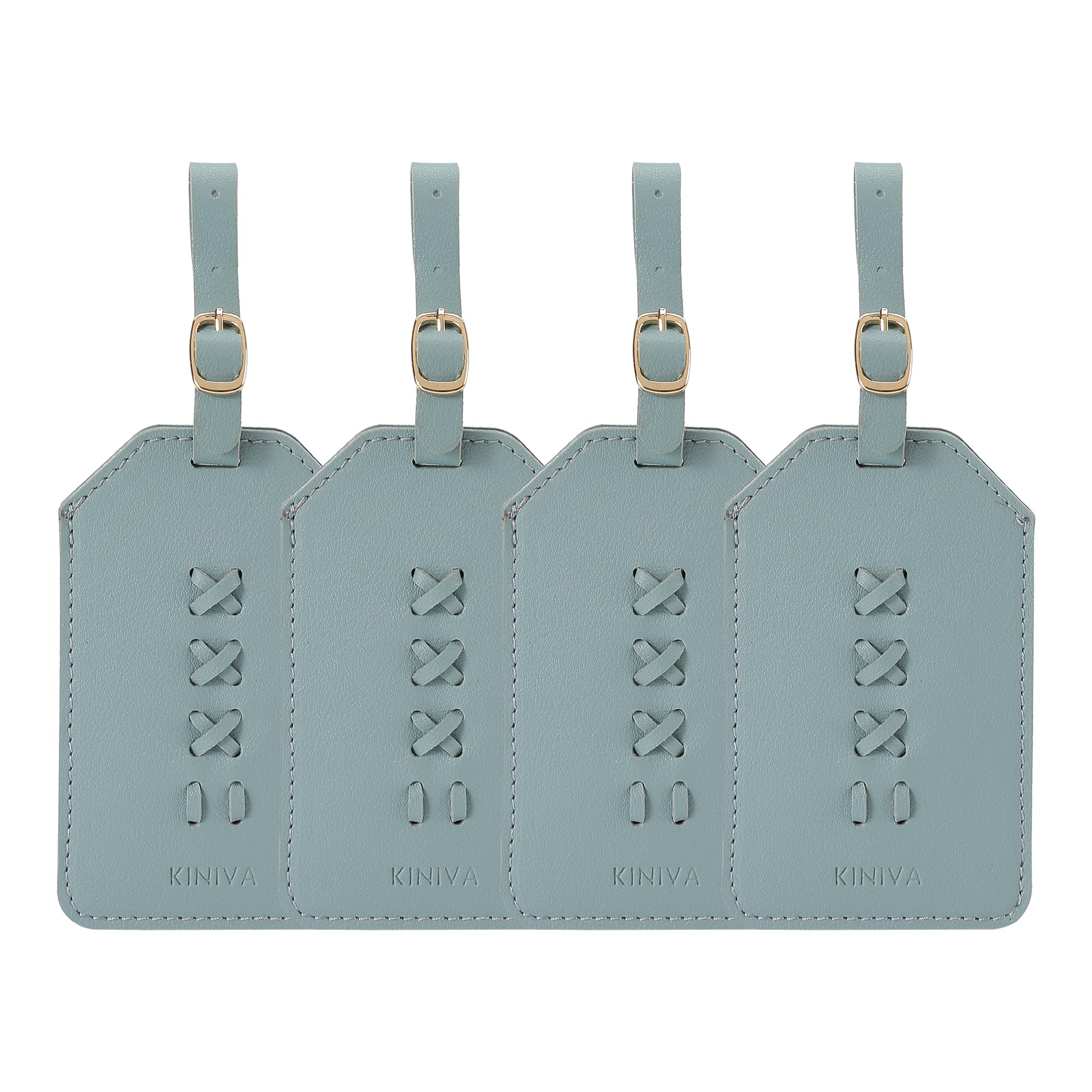 KINIVA 4 Pack Luggage Tags for Suitcase Women，Cute Suitcase Tags Identifiers Holder for Travel Cruise Essentials（Blue-4 Pack）
