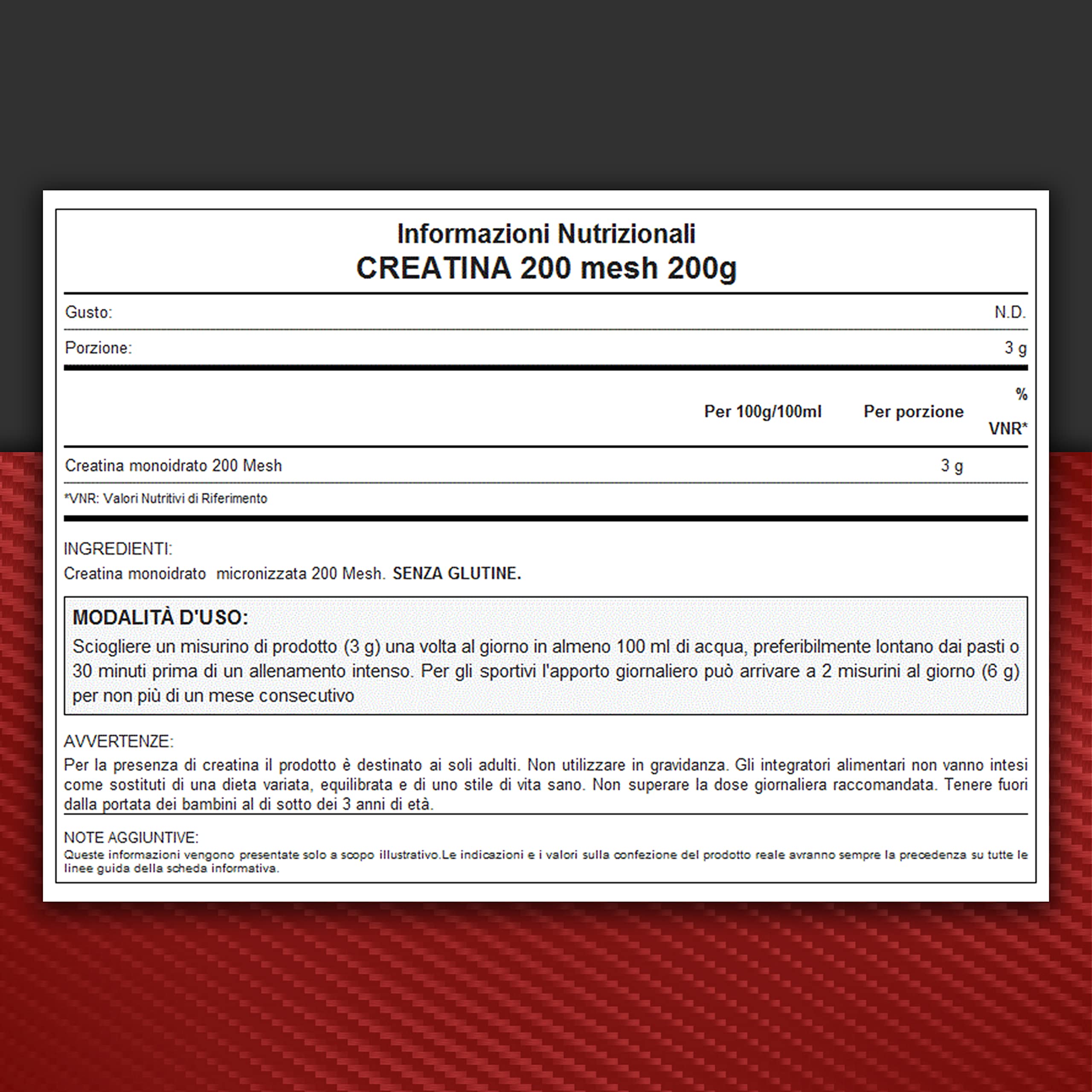 WHY SPORT CREATINA 200 MESH - Creatina - Pre Workout - Integratore Alimentare a Base di Creatina Monoidrato - 200 g