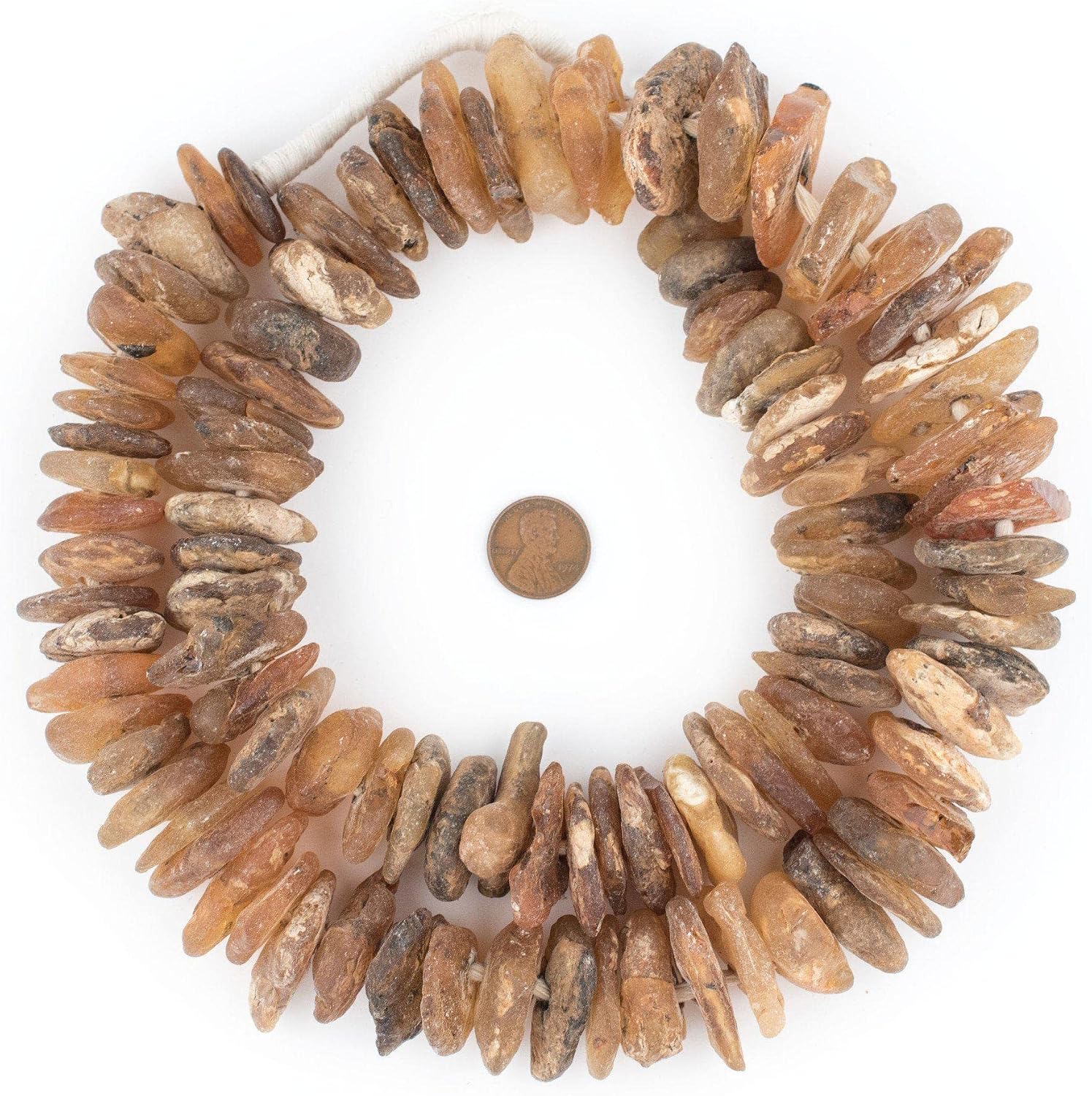 The Bead Chest Jumbo Natural River Amber Beads 30mm Guinea-Bissau African Yellow Unusual Resin Large Hole 36 Inch Strand Handmade