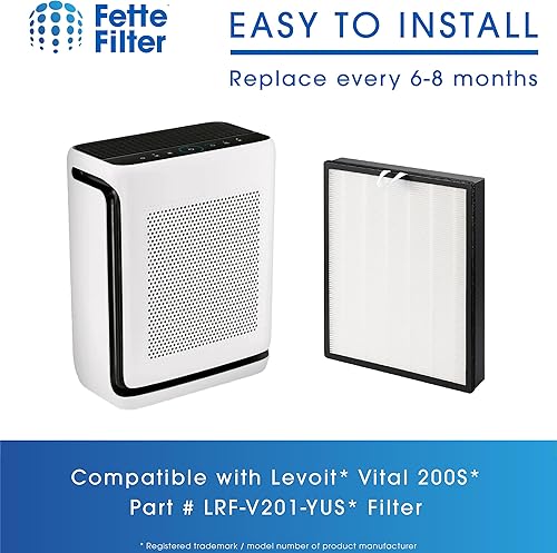 Miniatura 6 de Fette Filter - Vital 200S-RF True HEPA H13 Filtro de repuesto compatible con purificador de aire Levoit Vital 200S Smart True HEPA Parte # 200S-RF -