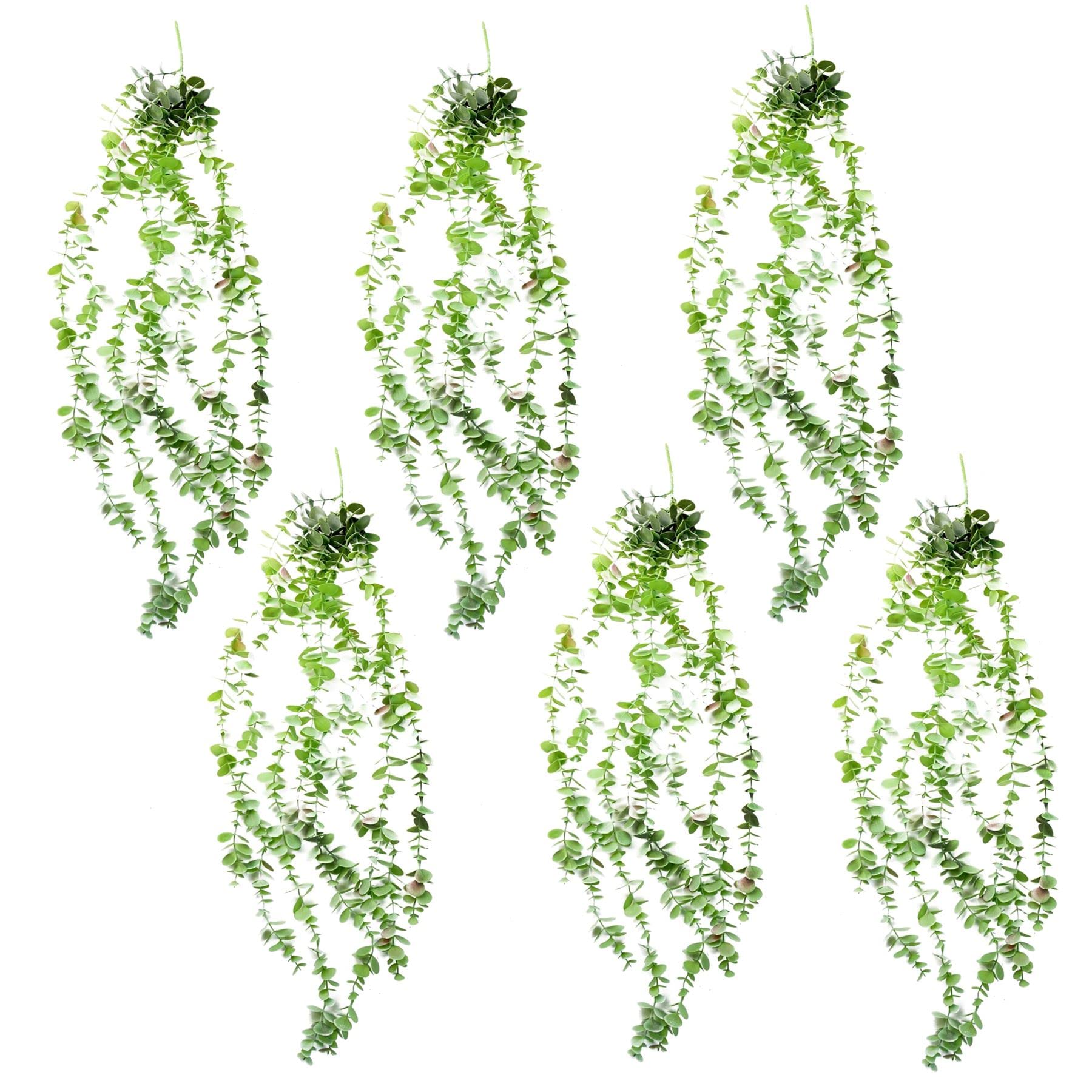 Leaf Design Artificial Hanging Plants Multipack, 6 X 80cm Eucalyptus, 80cm
