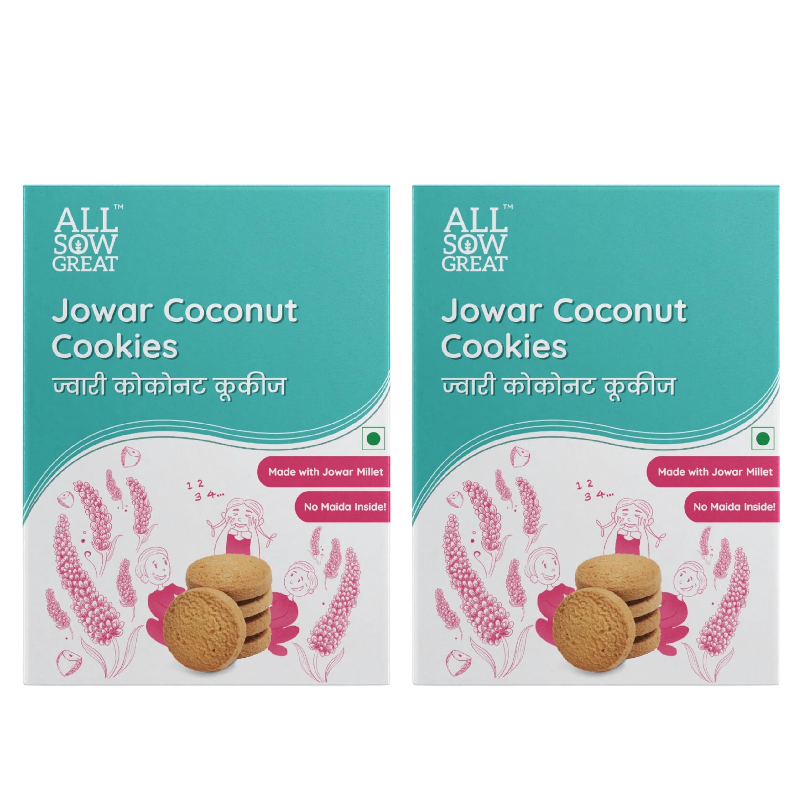 Jowar Coconut Cookies 200gm (Pack of 2) | No Maida Inside, Made With Ragi Millet | Cookies for Kids and Adults