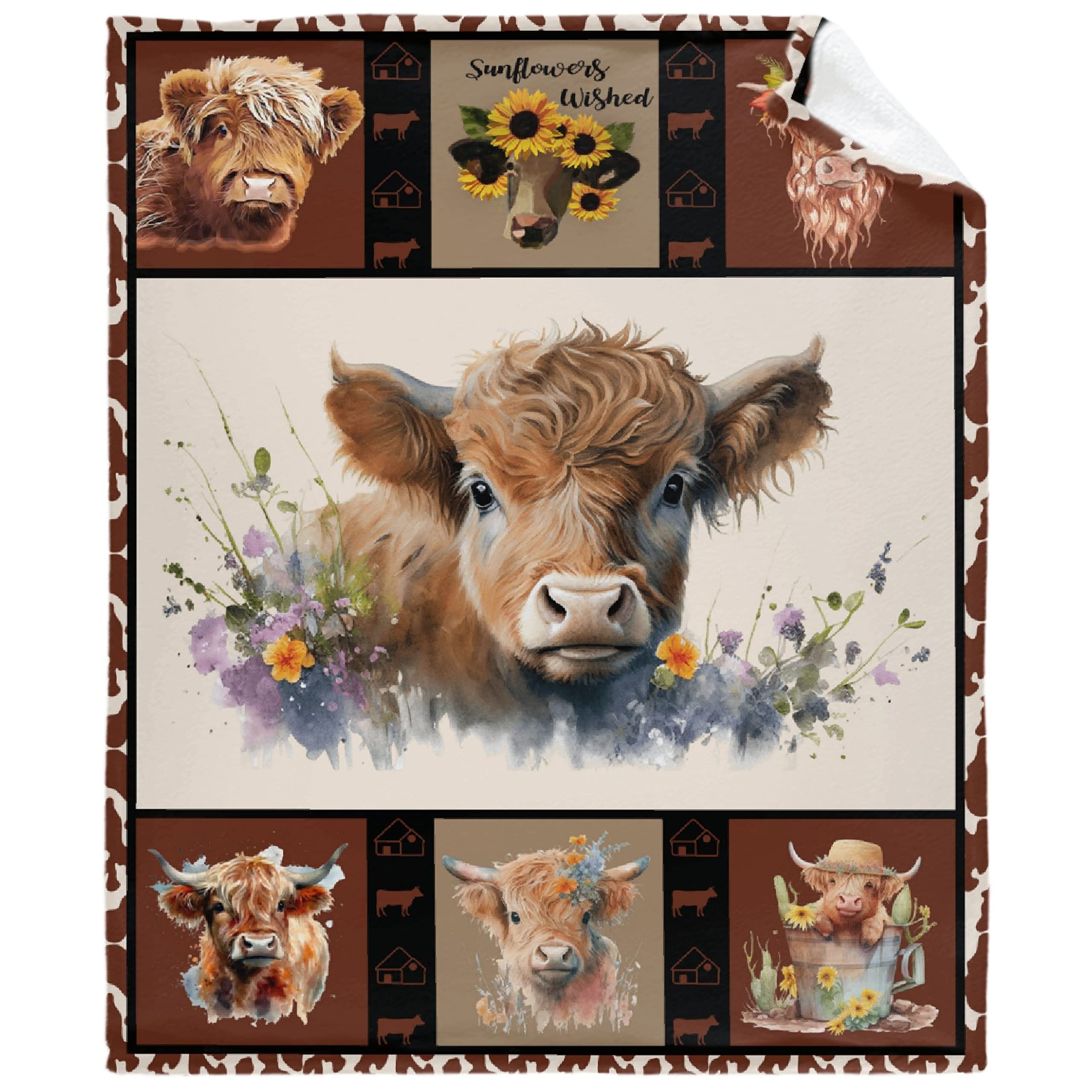 Highland Cow Blanket,Lightweight Flannel Fleece Love Highland Cow Throw Blanket Gifts for Girl All Season,Blanket for Bed/Couch/Sofa 40
