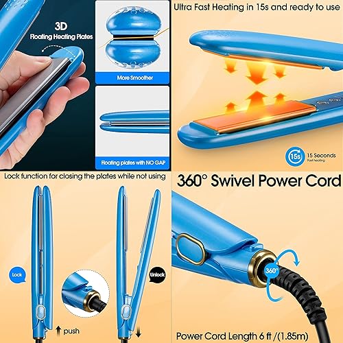 Miniatura 8 de SEHORTREE Plancha de pelo de seda 2021 profesional, antiestática, sin daños, herramienta caliente, plancha plana para cabello, azul