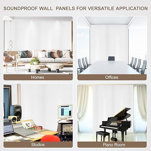 Miniatura 6 de Paquete de 10 paneles acústicos, paneles de pared grandes de 47 x 24 x 0.38 pulgadas, paneles autoadhesivos que absorben el sonido, paneles a prueba