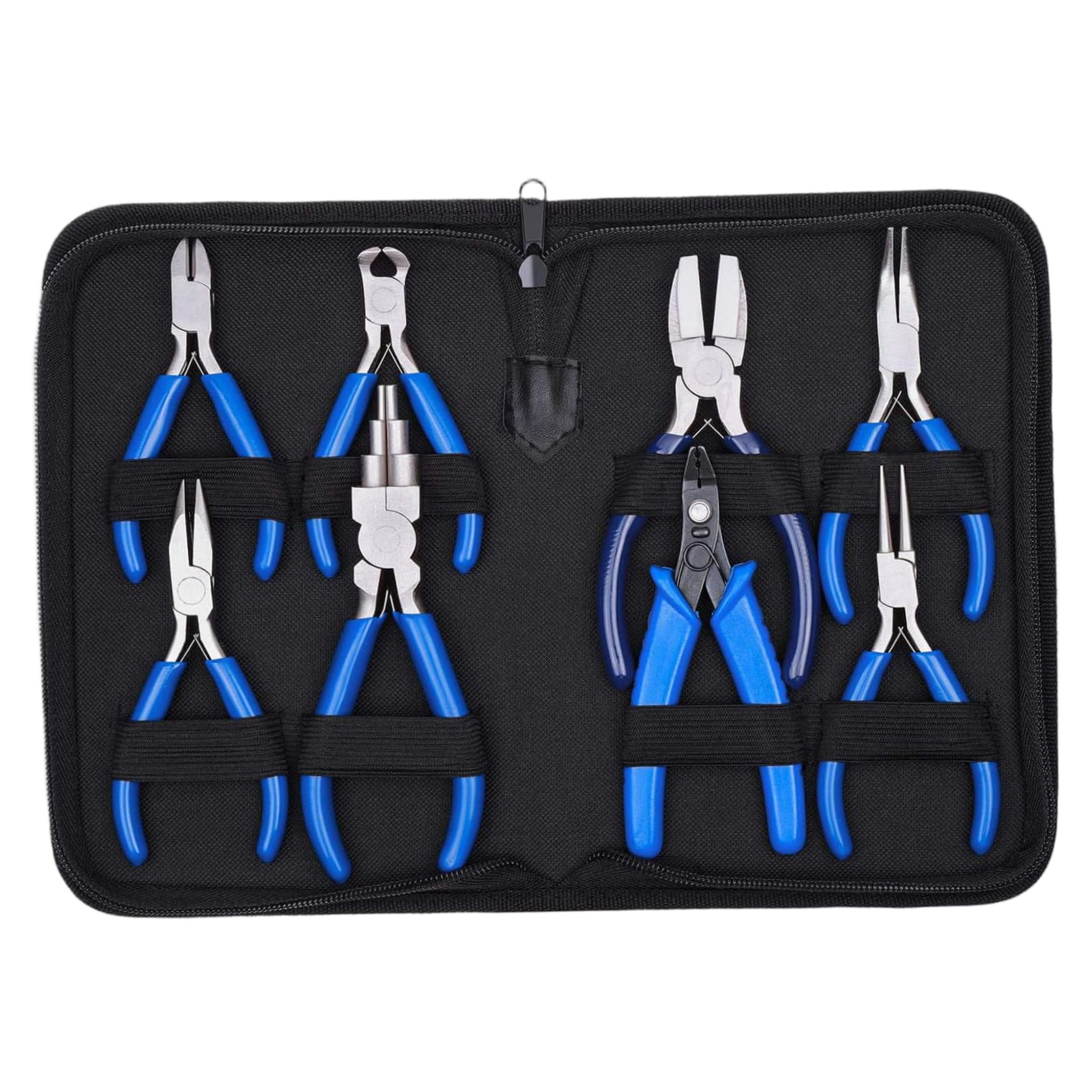 Juego de alicates para joyería, herramientas para hacer joyas de acero con alto contenido de carbono, 8 Uds., con bolsa de almacenamiento con cremallera