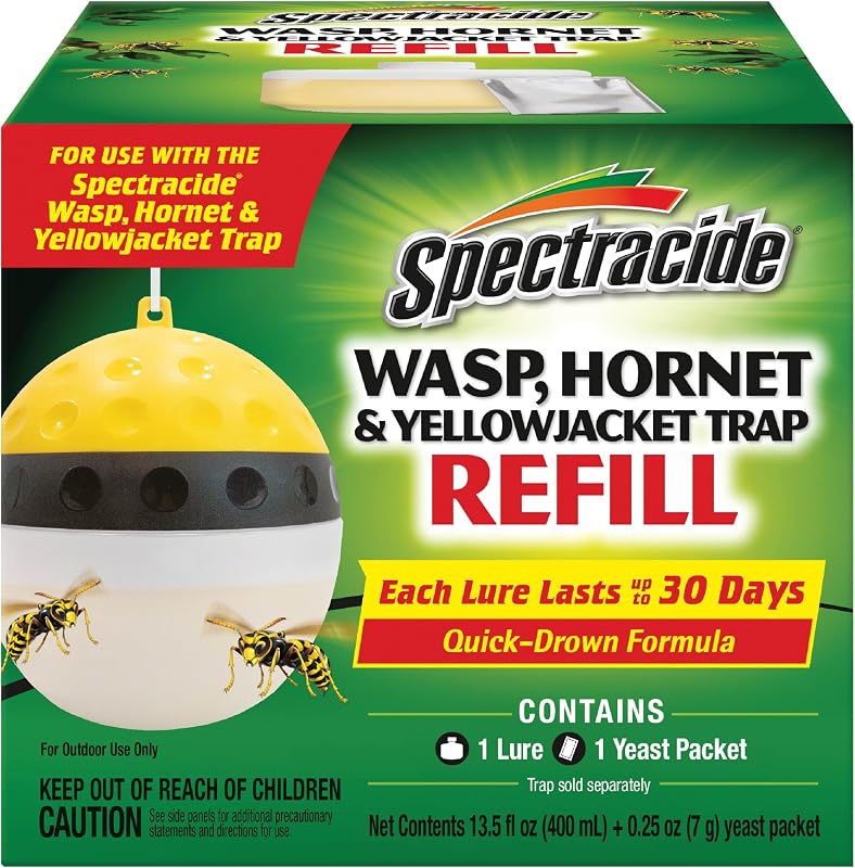 Spectracide Wasp, Hornet & Yellowjacket Trap Refill, 1 Count | Quick-Drown Formula, Lure Refill Lasts Up To 30 Days, Fast Acting With Quick & Easy Setup, Wasp & Hornet Trap Sold Seperately