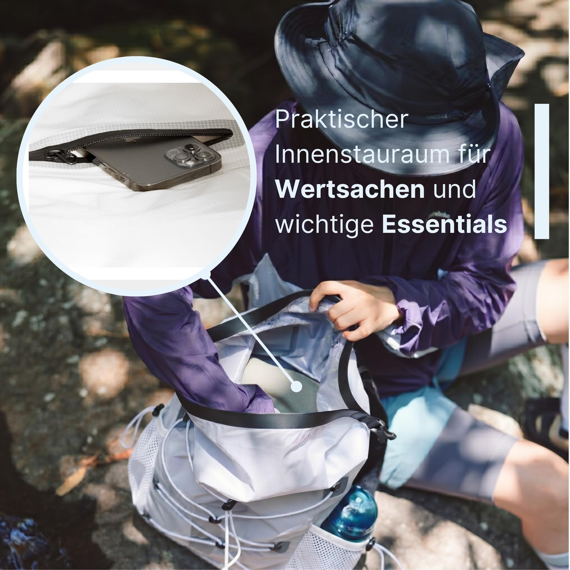 AlpPack 20L Ultraleichter Rucksack – Wasserdichter Rolltop Drybag für Wandern, Trekking, Reisen, Stadt & Outdoor, Innovatives High-Tech-Material