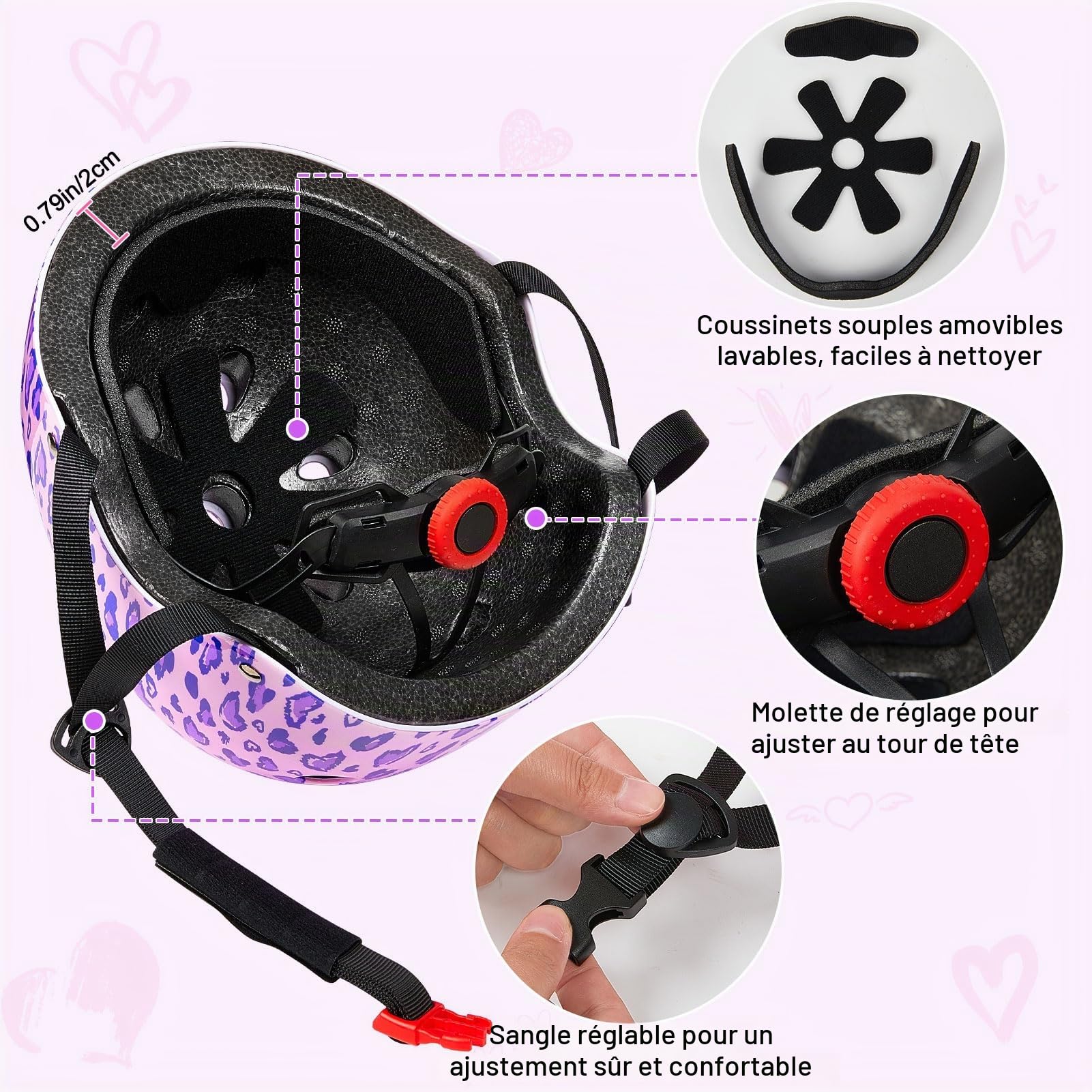 Unicorn Castle Casque Enfant avec Protections 8–14 Ans, Réglable 52–58 cm, Vélo Skate Trottinette