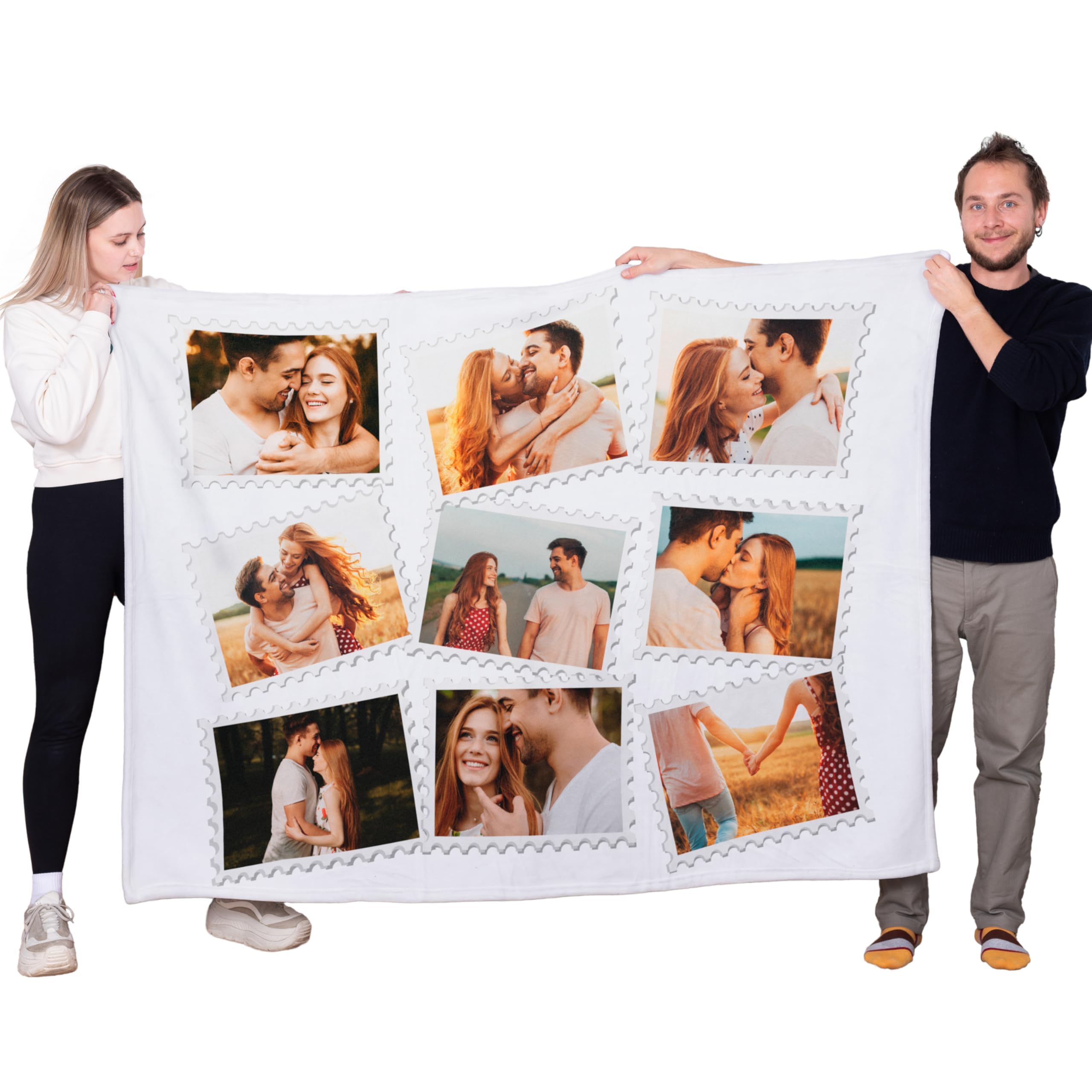 Manta Personalizada con Fotos Collage 170x130 cm en Material Sherpa o Coralina para Sofá o Cama en Invierno como Regalo Original para el Día de la Madre (coralina)