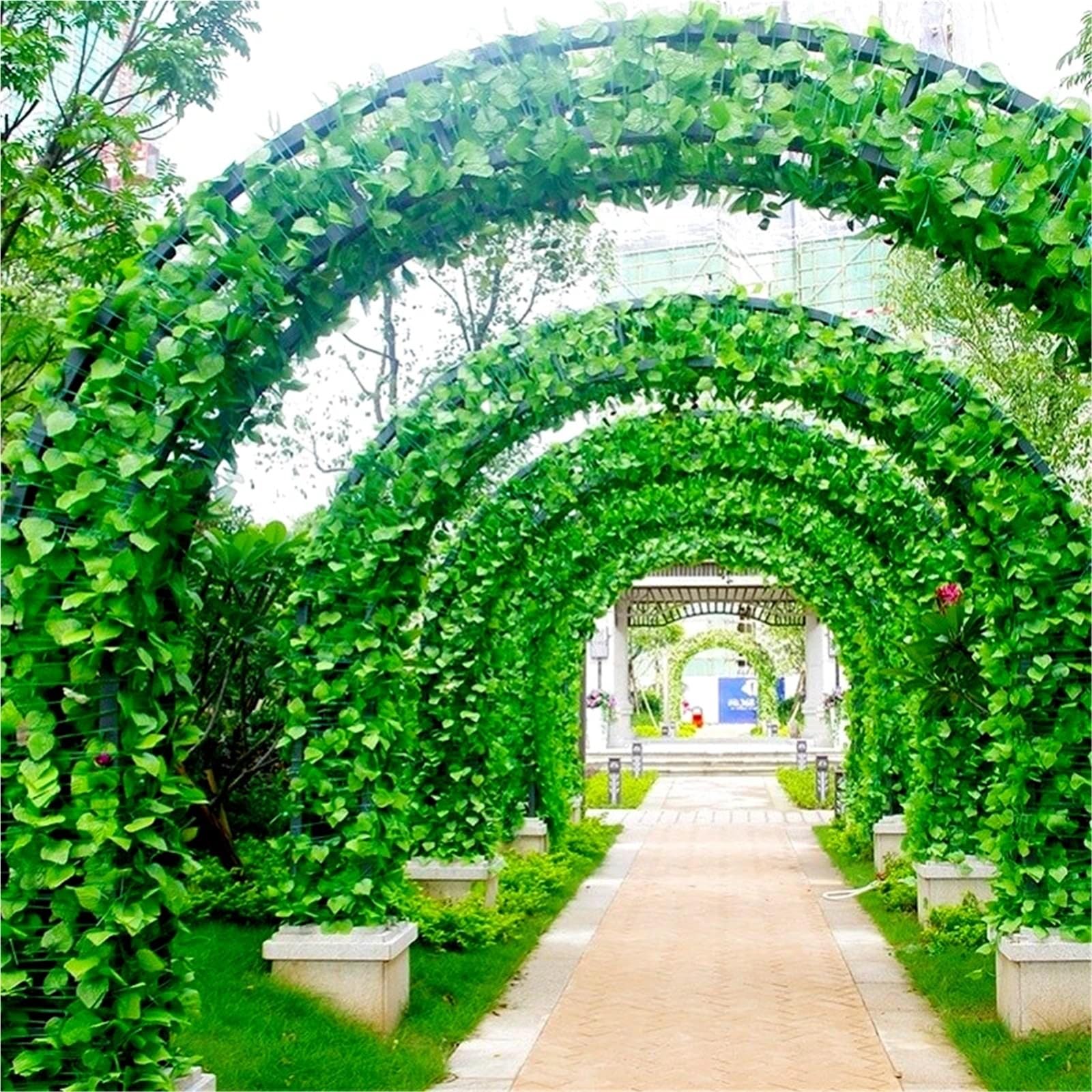 Vite artificiale a foglia Ghirlanda di foglie edera artificiale in rattan verde, finte piante da appendere, parete, for matrimoni, feste, decorazioni fai te for il giardino(A,100M(50 Strings))