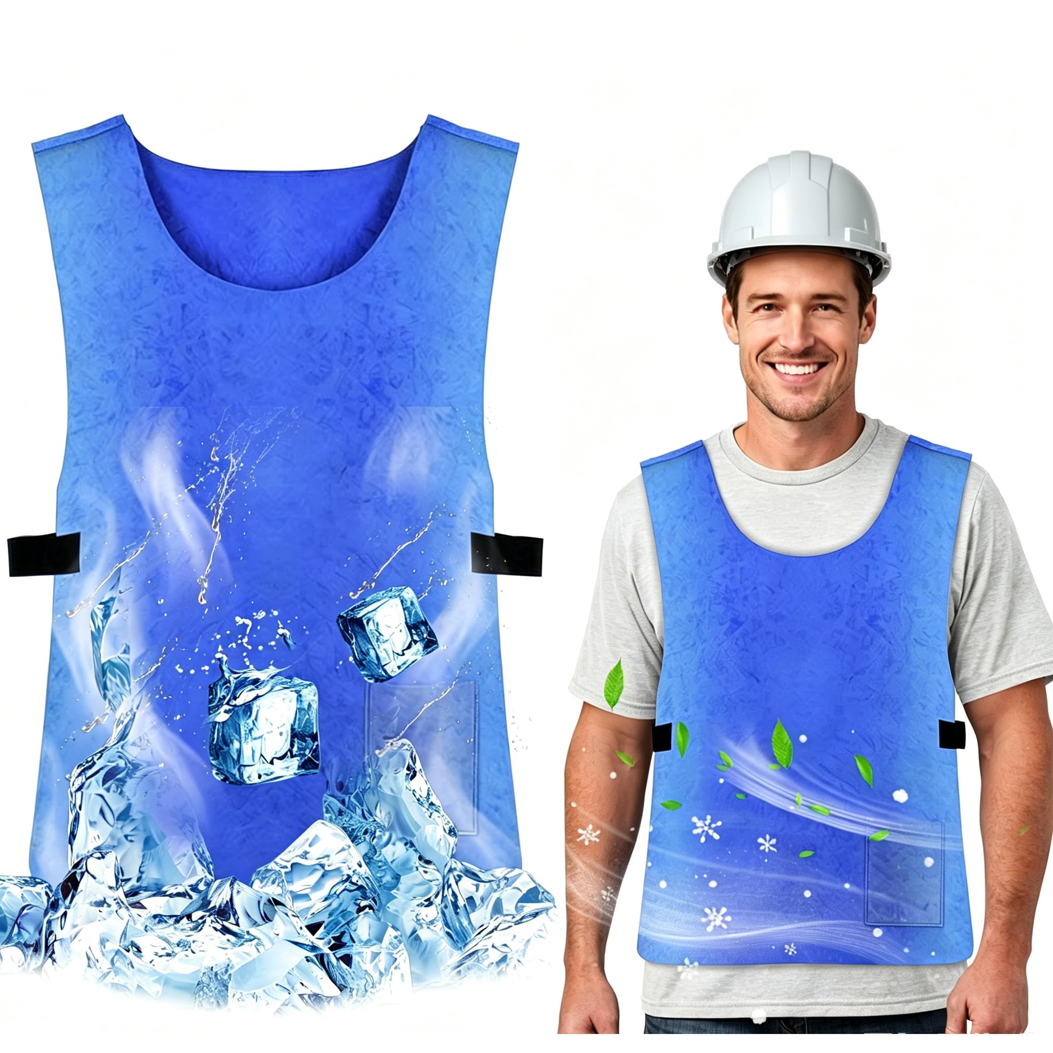 Kühlweste Damen Herren, PVA Eisweste mit Verdunstungskühlung – Verstellbare Kaltweste für Sommer, Outdoor, Baustelle, Garten & Sport – Sofort Aktivierung durch Wasser, Unisex
