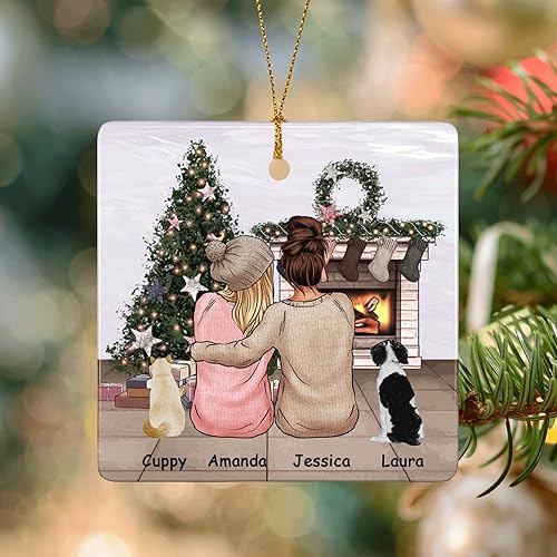 Miniatura 47 de Bonitos adornos personalizados para parejas con retrato, adorno personalizado para árbol de Navidad con nombre de mascota, perro, gato, raza, regalo