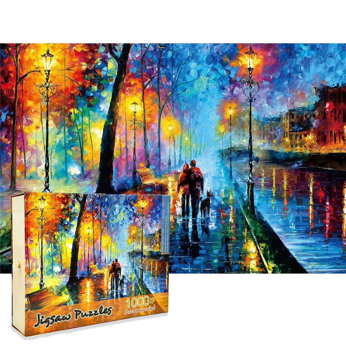 Ingooood Wooden Jigsaw Puzzles for Adults 1000 Pieces - Accompanied - Challenging & Therapeutic Family Games for Couples, Fun Birthday Gift for Friends, Premium Home Decor Art Puzzle