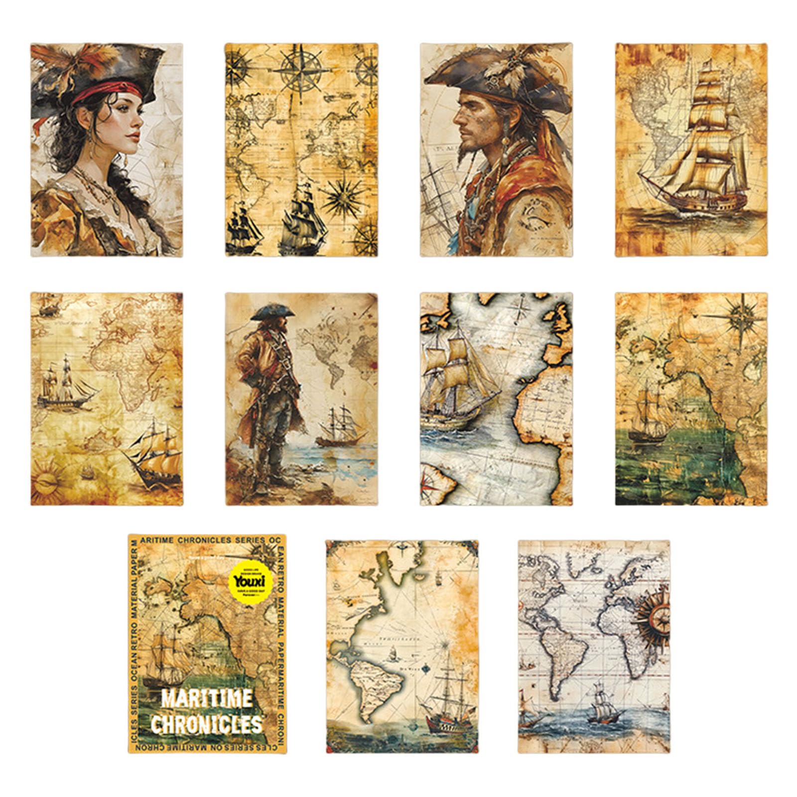 Buxuaaaa Historic Guidance Chart Decorated Decoration Articles Acid Complimentary Substance Excellent for Intermedia Undertakings and Memory Book Tailoring Vintage Naval Plan Art Panes