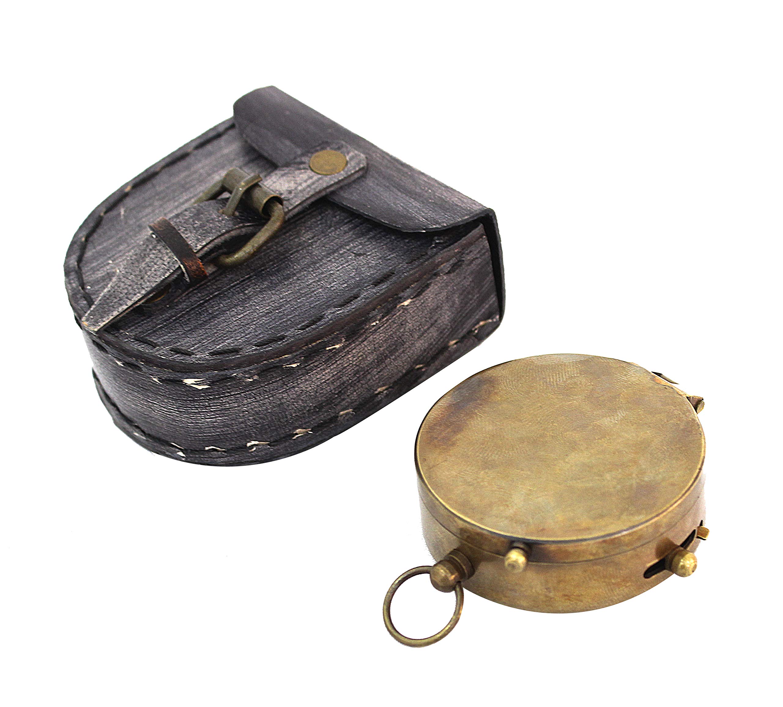 Amazon.co.jp: 本物の航海用小型ナビゲーションコンパス グレーレザー