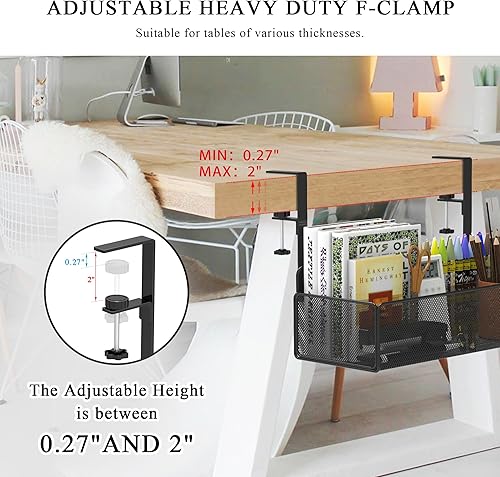 Miniatura 4 de Organizador de oficina debajo del escritorio, abrazadera 3 en 1 de metal en el lado del escritorio y archivo de escritorio, documentos, revistas,