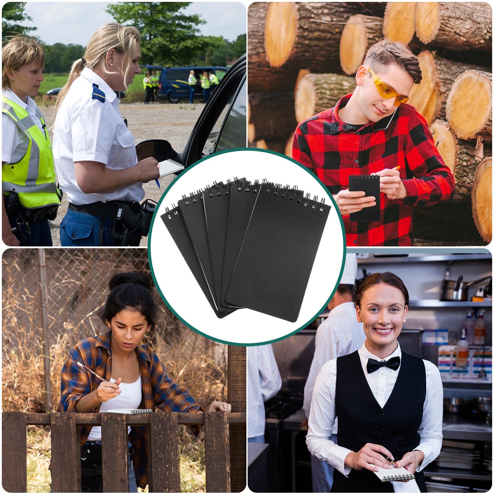 Qilery 12 cuadernos de papel cuadriculado impermeables de 3 x 5 pulgadas, para todo tipo de clima, bloc de notas de policía, cuaderno en espiral, bloc de notas de cuadrícula para oficina (negro)