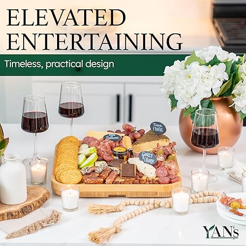Miniatura 5 de YAN's Juego de tablas de queso de bambú para charcutería, juego de tablas de charcutería extragrande, bandeja de charcutería, regalos únicos para