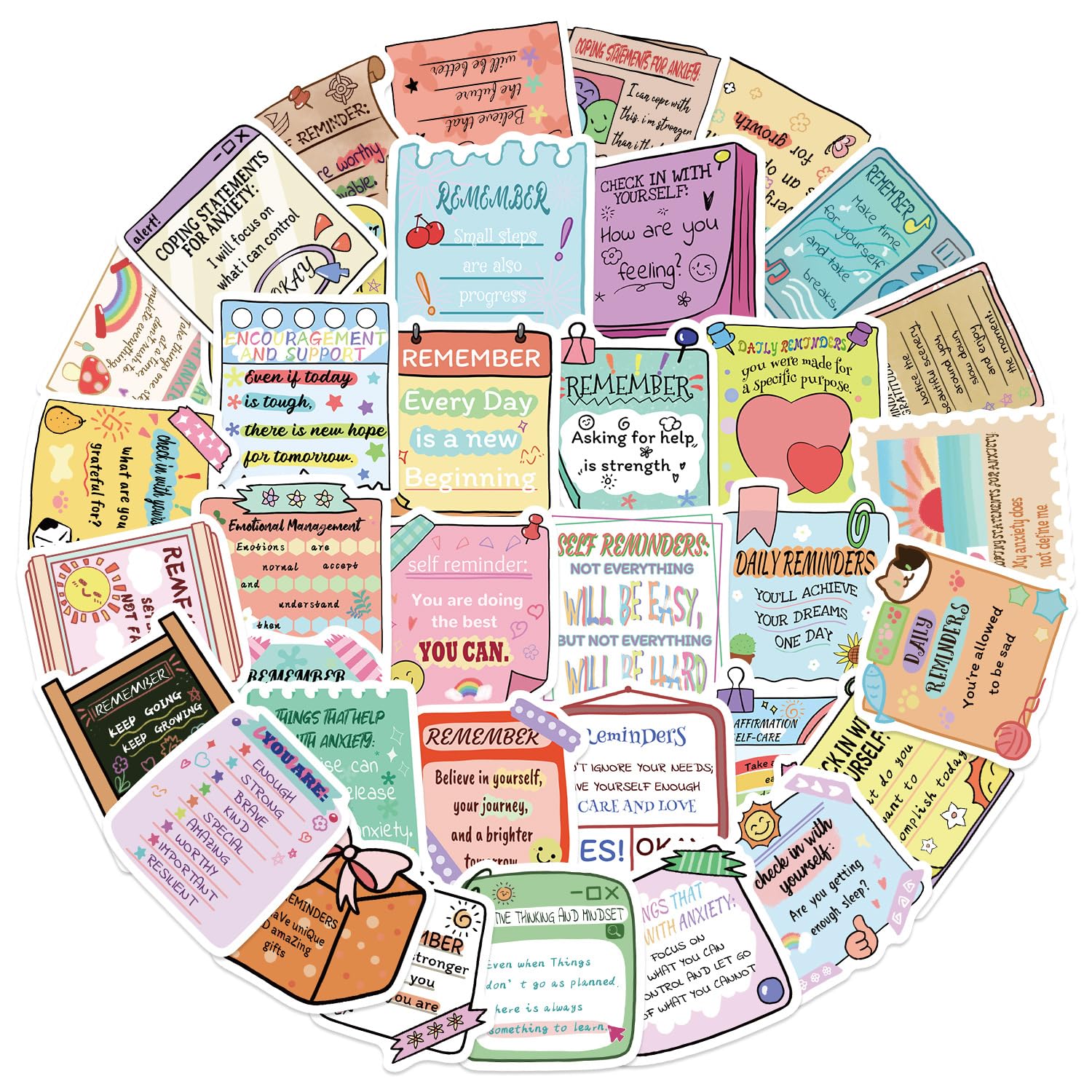 Mental Health Sticky Notes Stickers 50PCS for Teens Students Adults,Mental Health Matters Waterproof Decal for Water Bottles Laptop Scrapbook Journal Car Mobile Phone Luggage Skateboard Helmet - Image 3