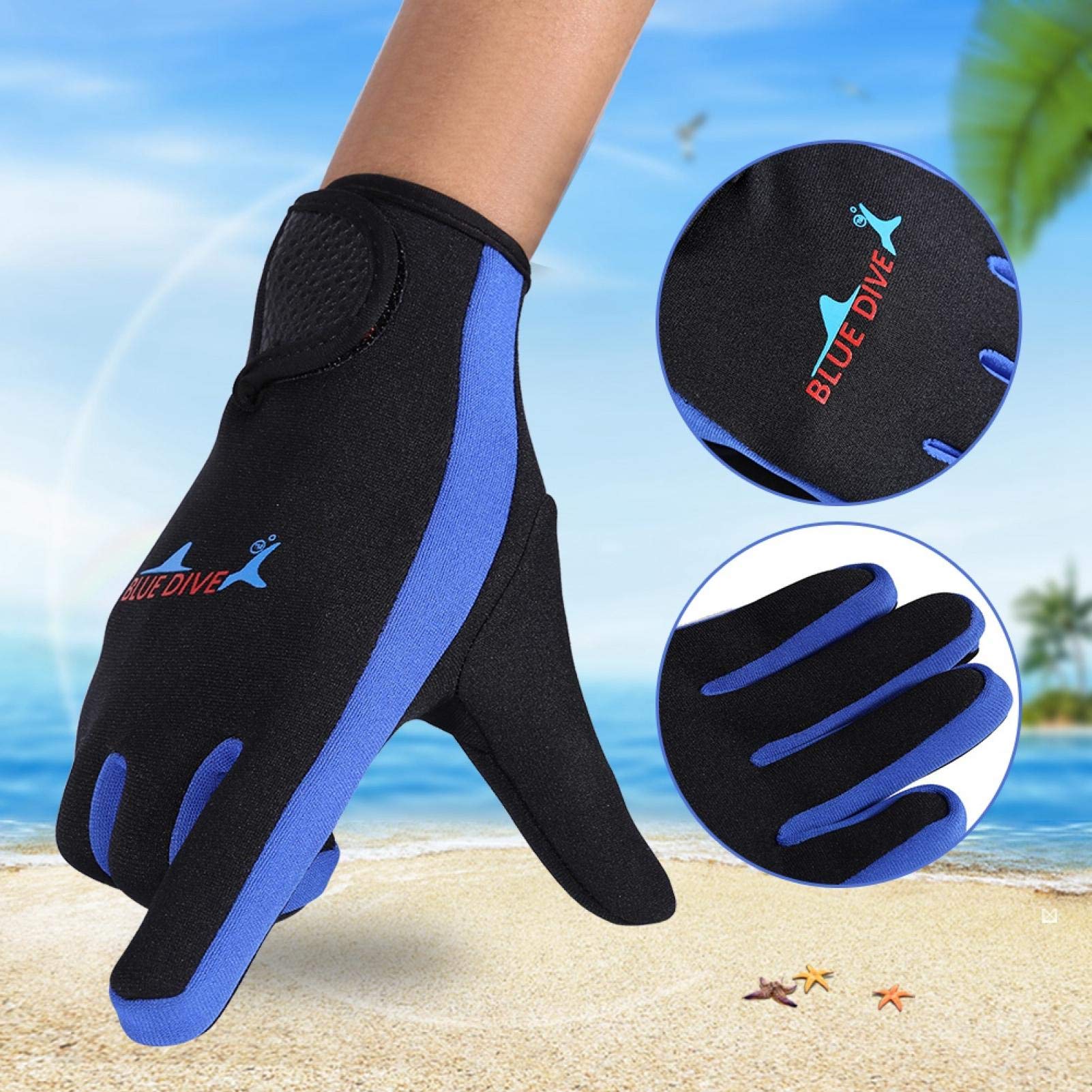 Gants de Plongée Néoprène 5mm s Latex Épais pour Surf Cyclisme Hiver Résistant au Froid Poignet Élastique Réglable Crochet et Boucle Duikhandschoenen