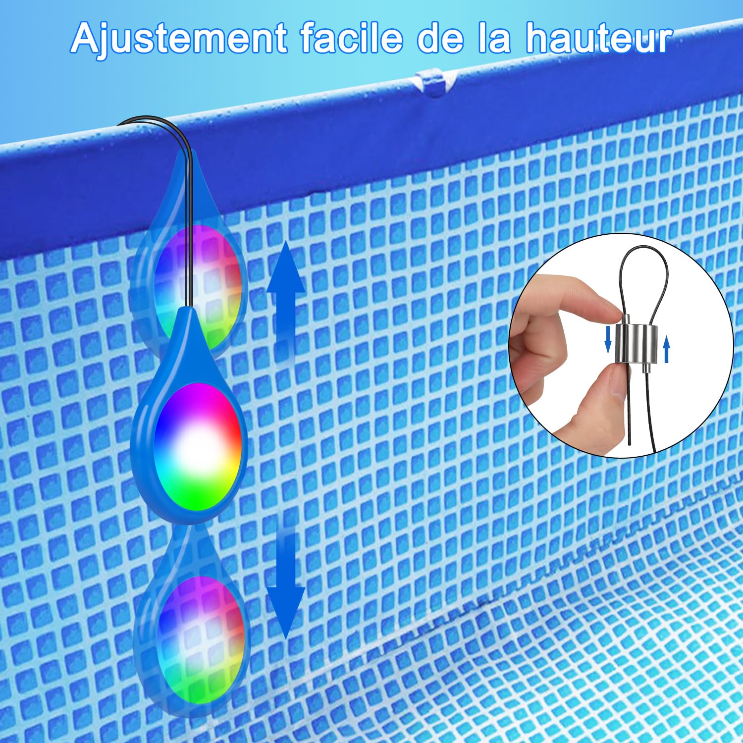 Luce della piscina di LED, luce intelligente della piscina di 25W LED sopra terra, con effetti di illuminazione controllati dall'applicazione, sincronizzazione della musica, IP68, con cavo 11m
